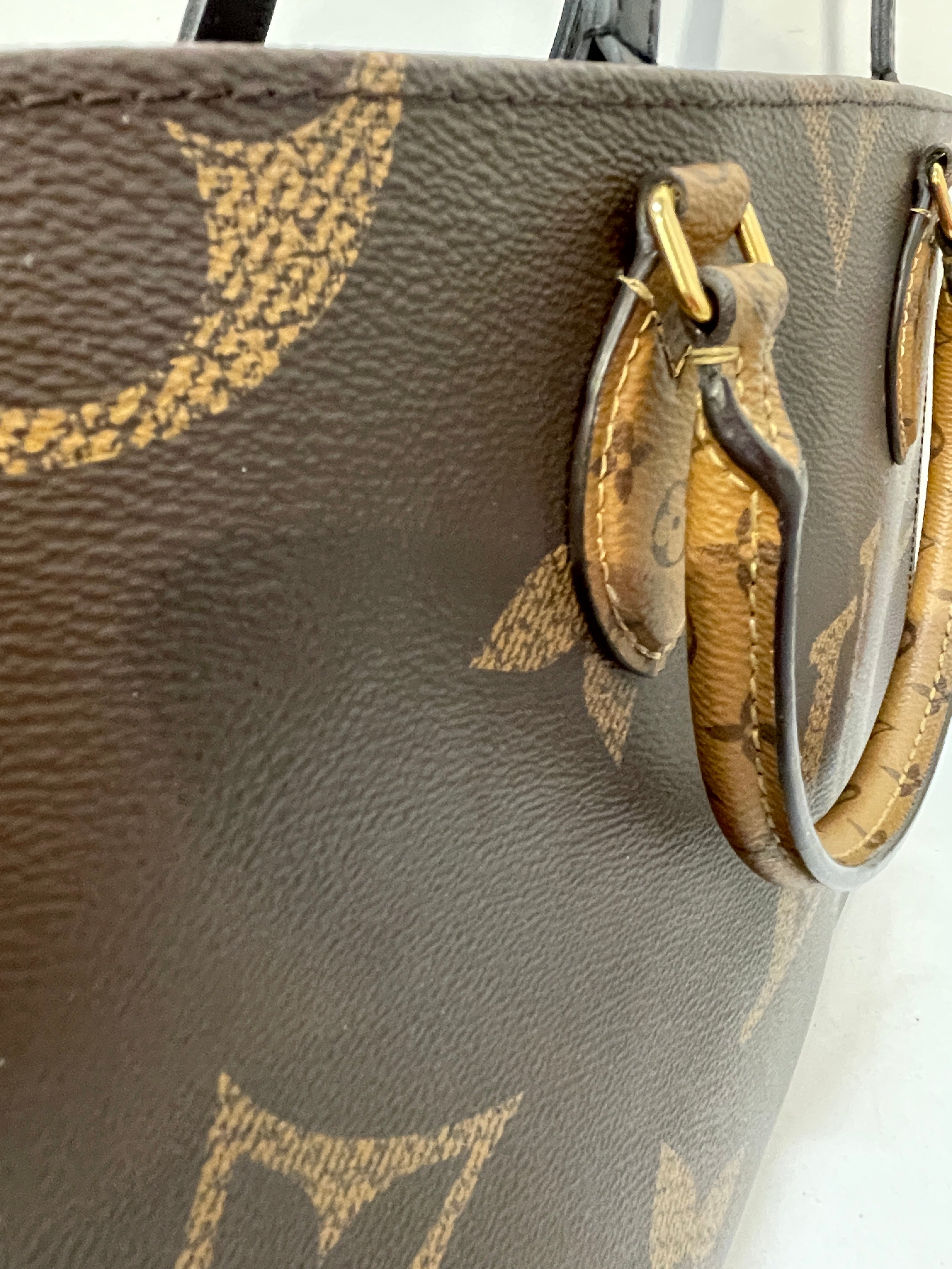 LOUIS VUITTON/Tote Bag/Monogram/Leather/BRW/OnTheGo MM Reverse Monogram view 6