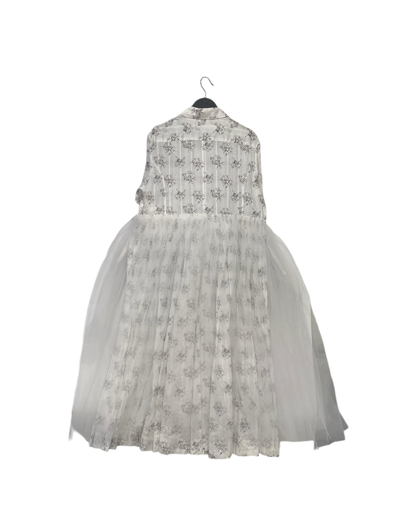 Tao COMME des GARCONS/LS Dress/M/White/Cotton/Floral Pattern/TI-O012