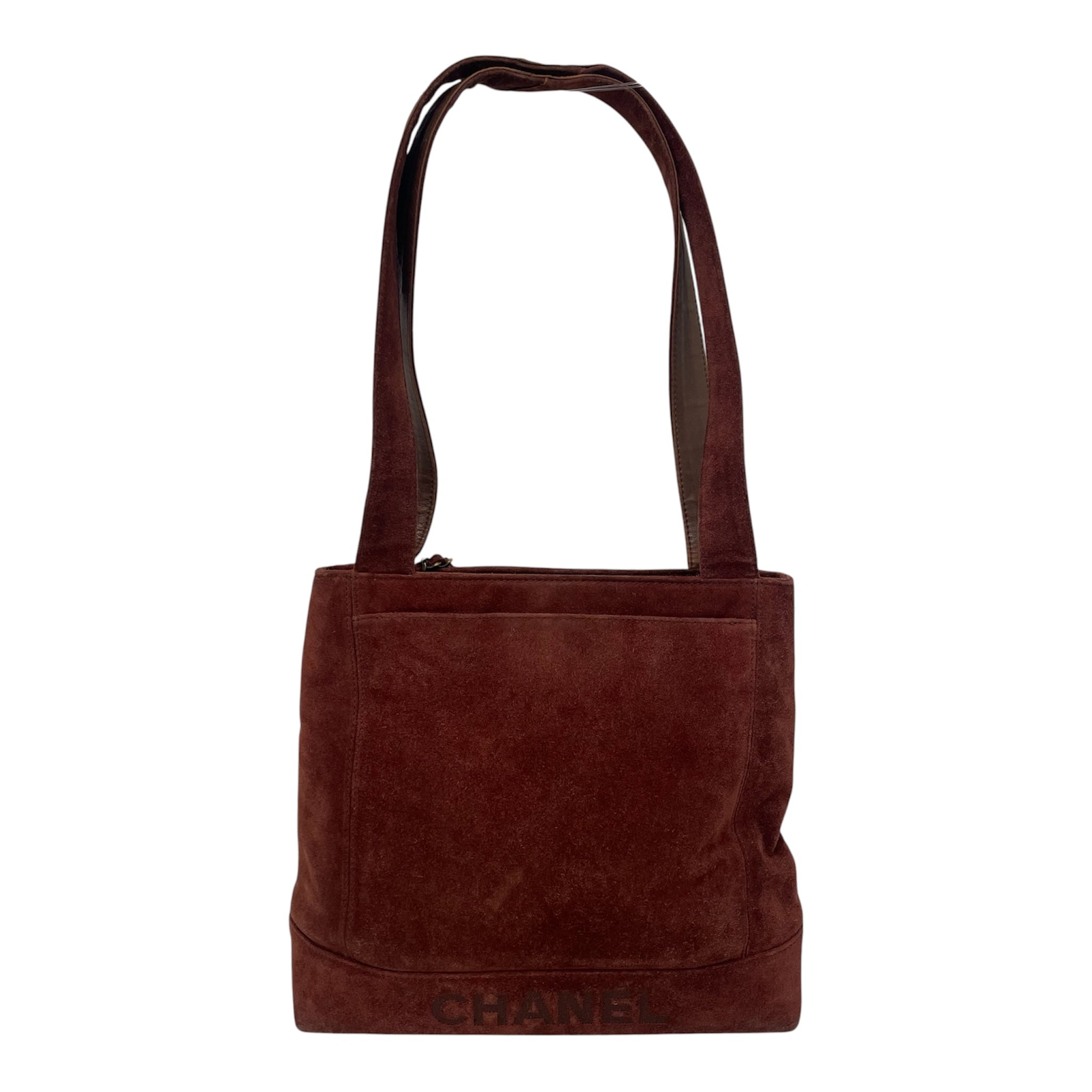 CHANEL/Hand Bag/Border/Suede/BRD/BROWNLEATHERHANDLE view 2