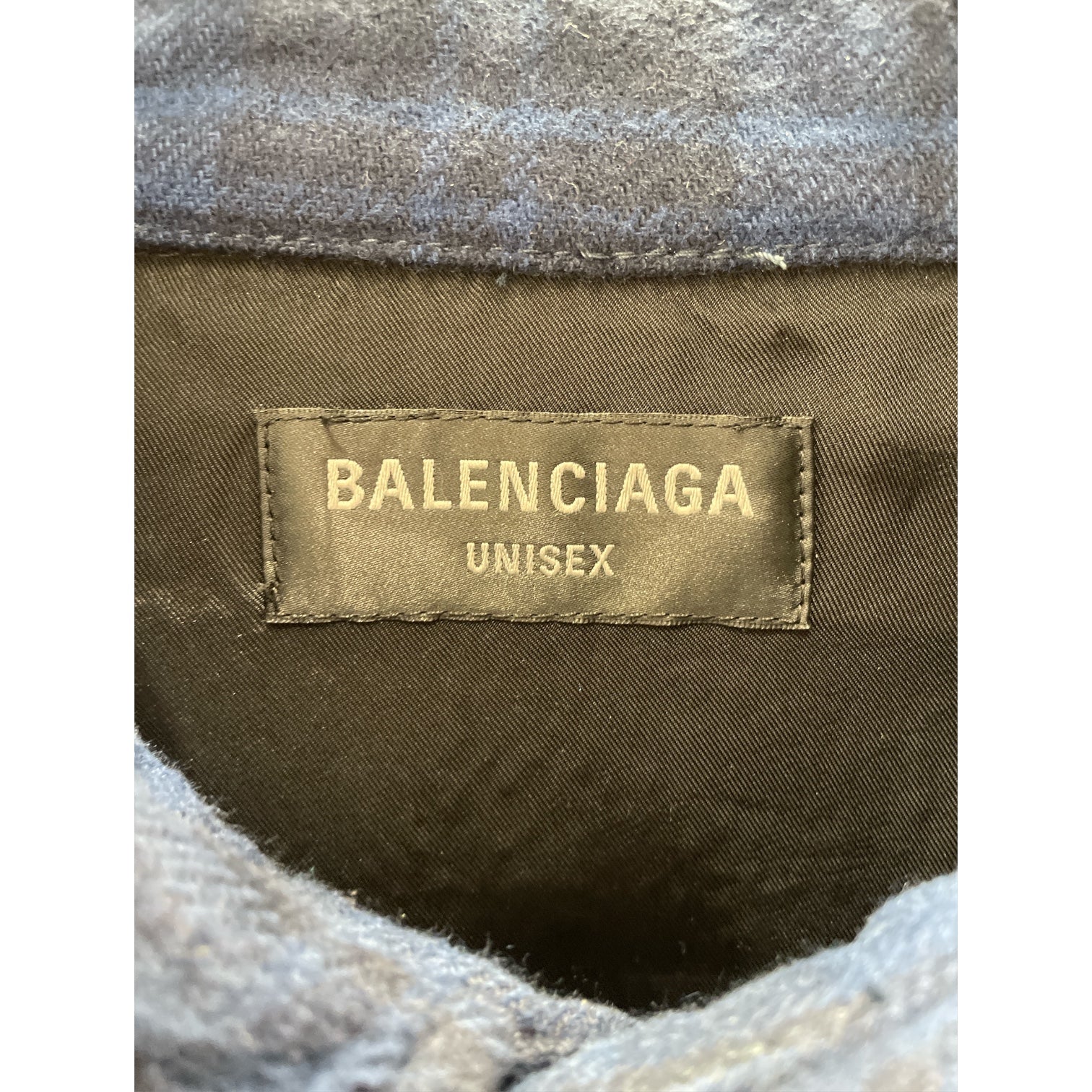 BALENCIAGA/Flannel Shirt/2/Cotton/NVY/Plaid/oversize flannel shirt view 3