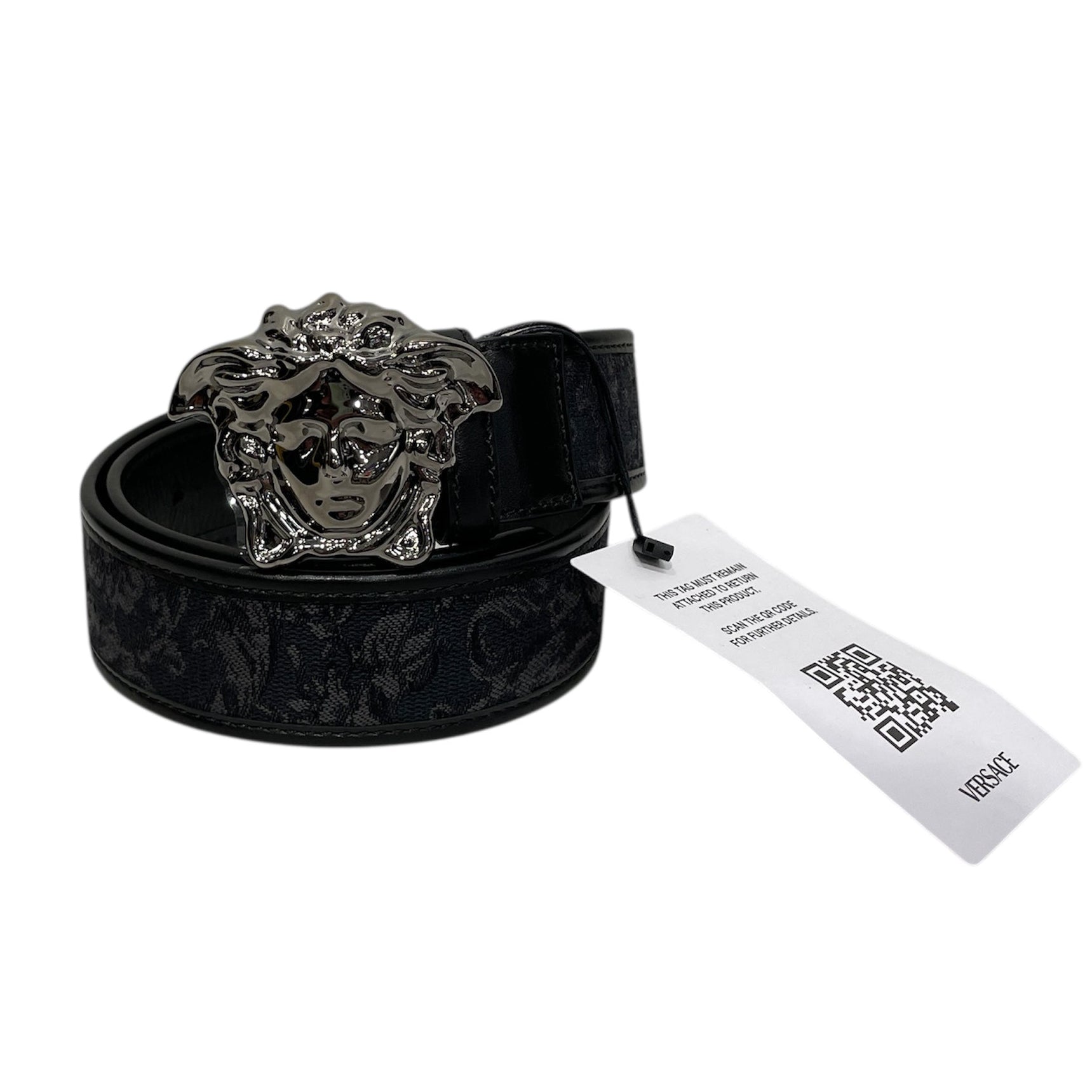 VERSACE/Belt/All Over Print/Leather/BLK/DCU4140 JACQUARD/LEATHER BELT view 1