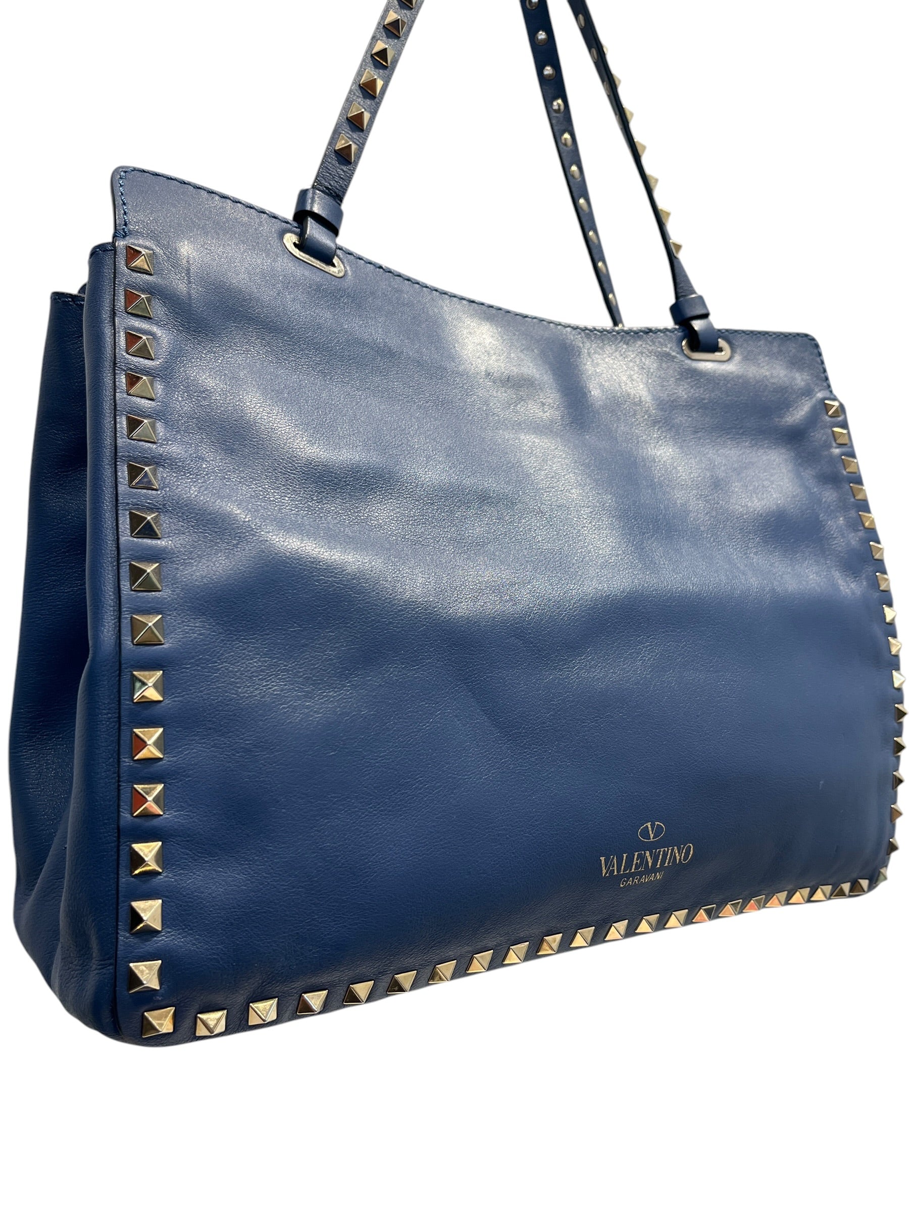 VALENTINO/Hand Bag/Leather/BLU/Studded handle view 6