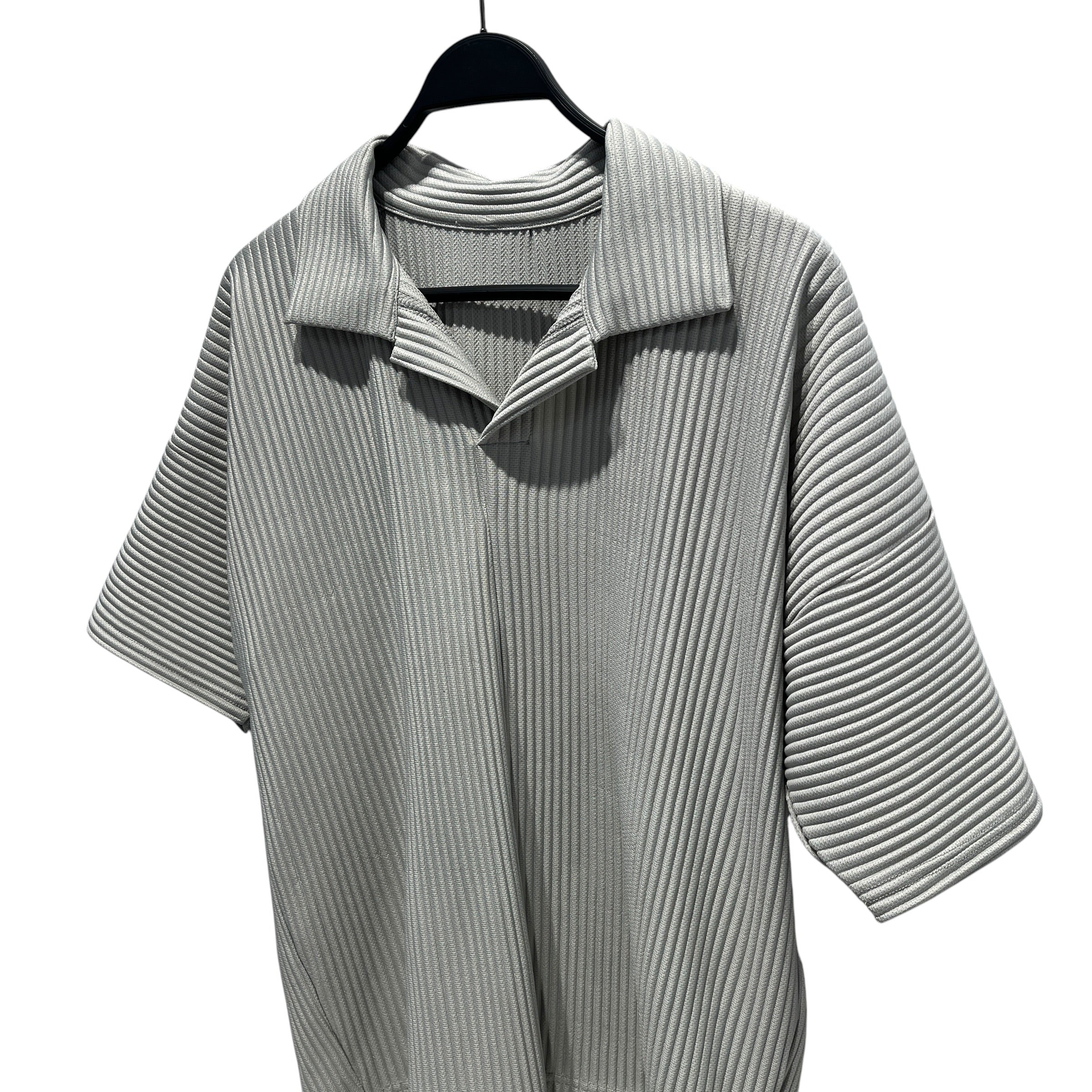 HOMME PLISSE ISSEY MIYAKE/Polo Shirt/M/Polyester/GRY/PLEATED POLO SHIRT view 7