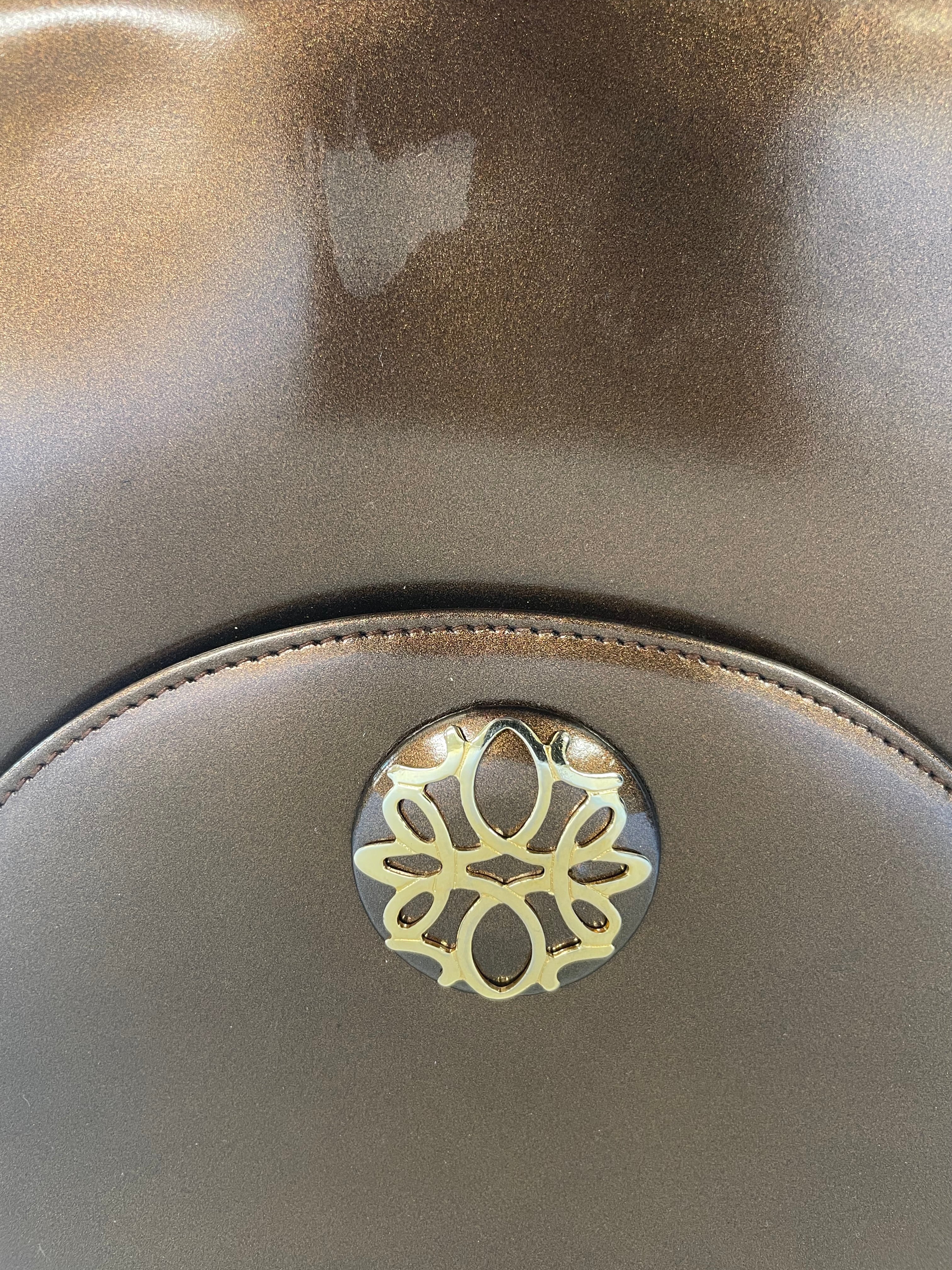 Salvatore Ferragamo/Cross Body Bag/OS/Leather/BRW/vtg brown gold links view 3