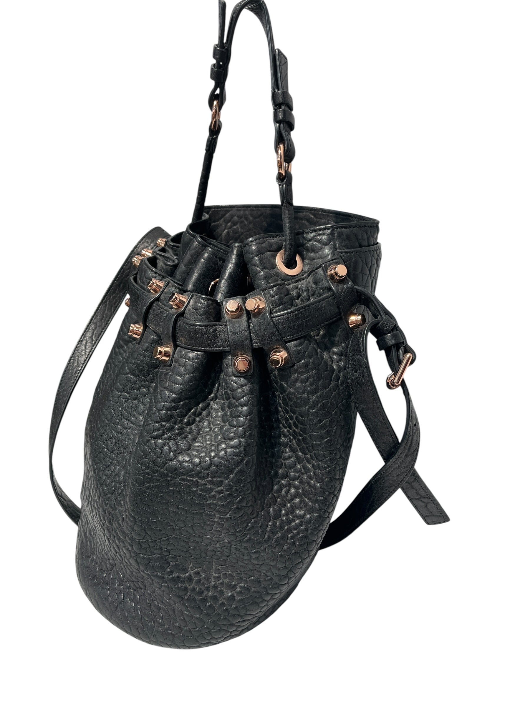 Alexander Wang/Cross Body Bag/L/Leather/BLK/Rose gold hardware view 3