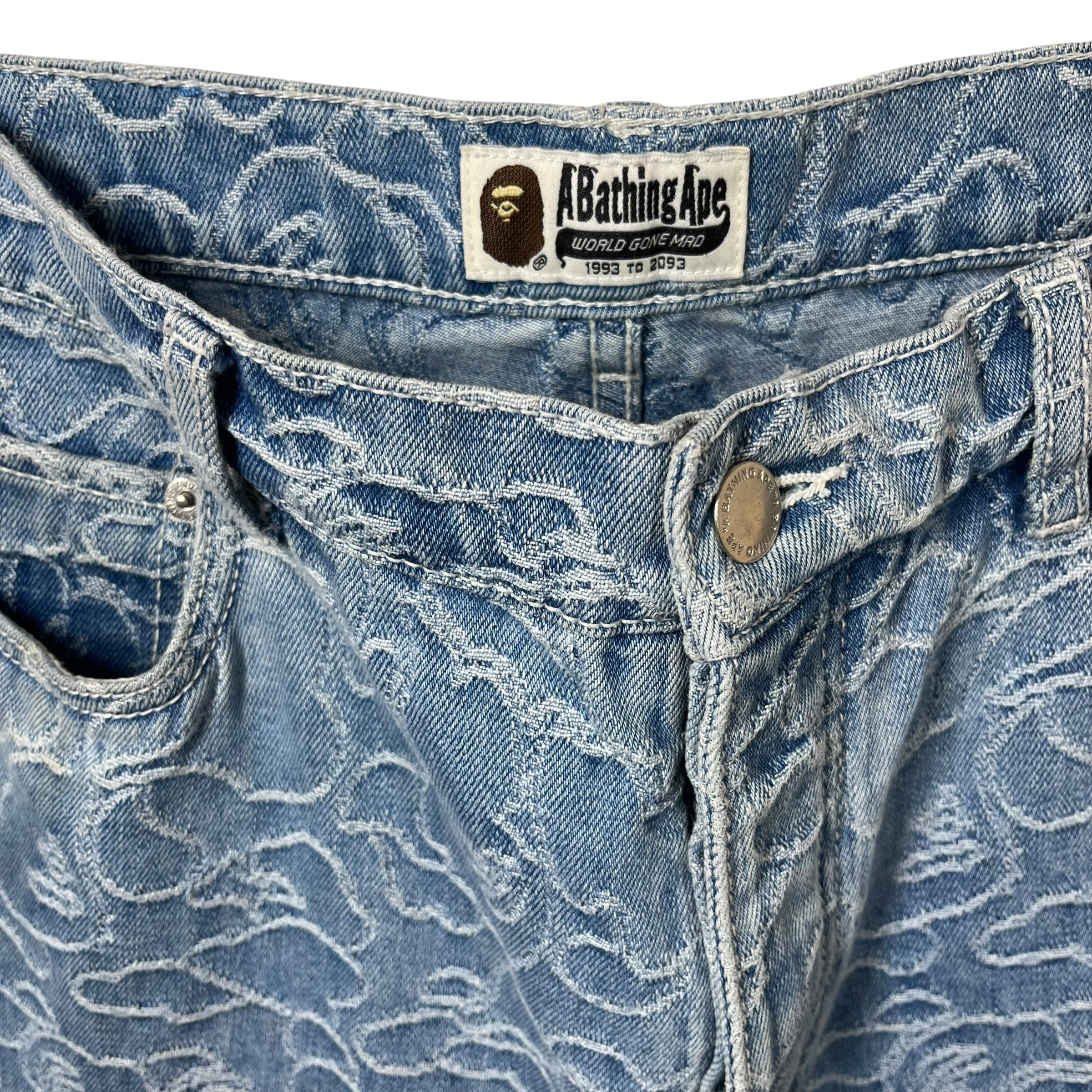 A BATHING APE/Pants/XL/Denim/BLU/All Over Print/Baby Blue Lined Camo baggy view 3