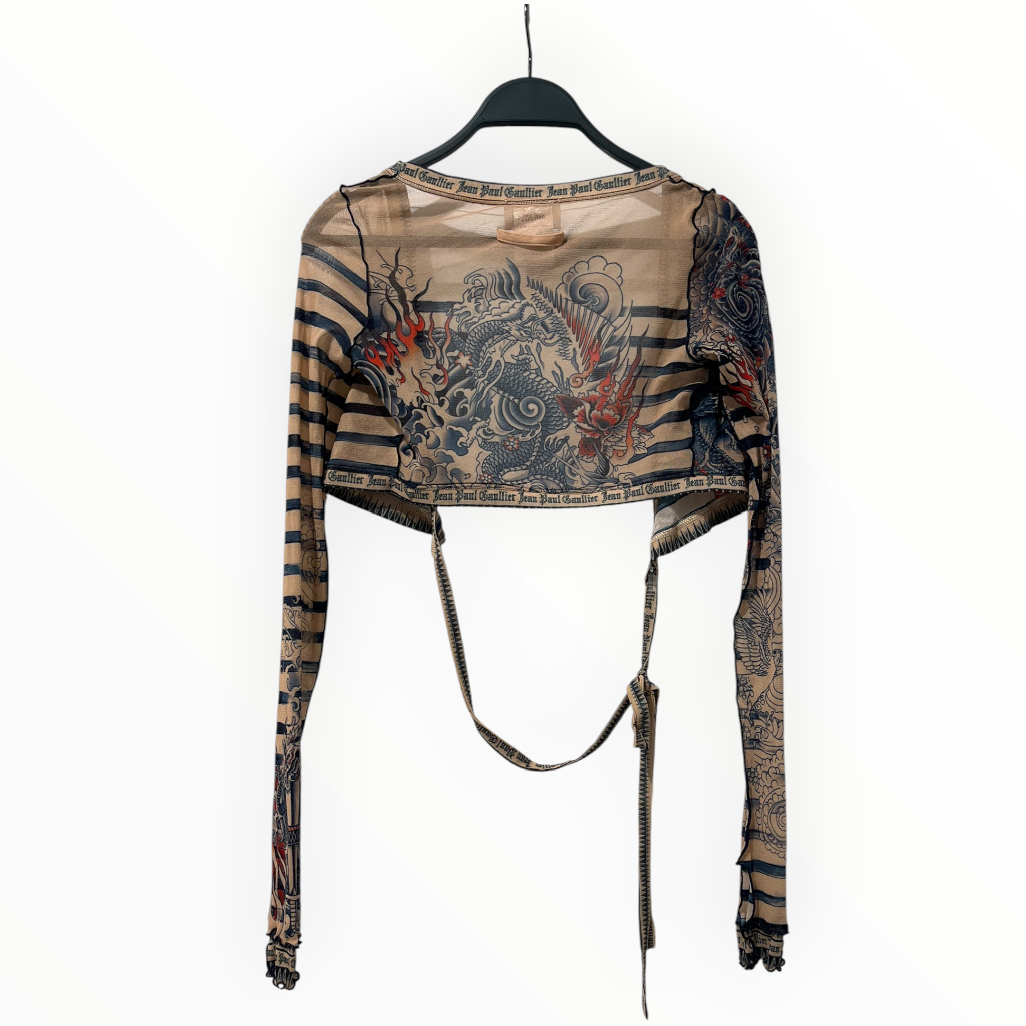 Jean Paul Gaultier/LS Blouse/XS/PNK/NUDE SAILOR TATTOO STRIPE TOP view 2