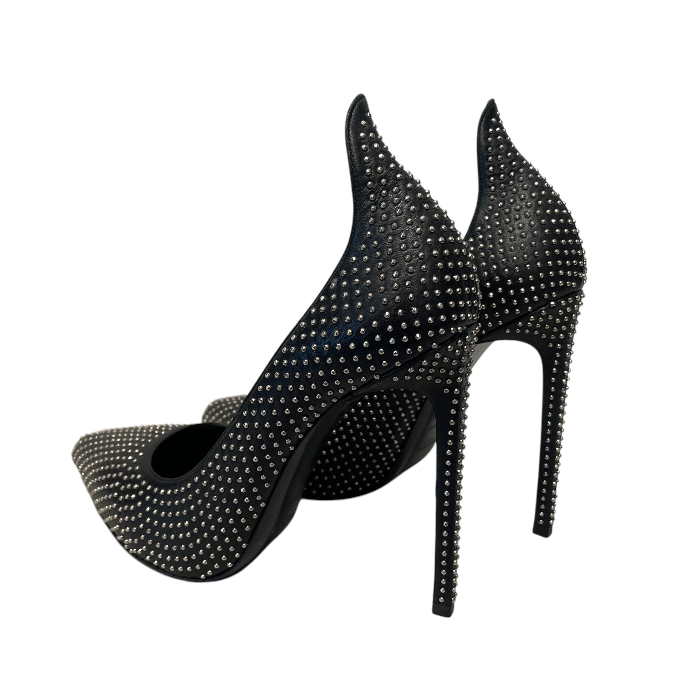 SAINT LAURENT/Heels/EU 38.5/Leather/BLK/STUDDED view 2