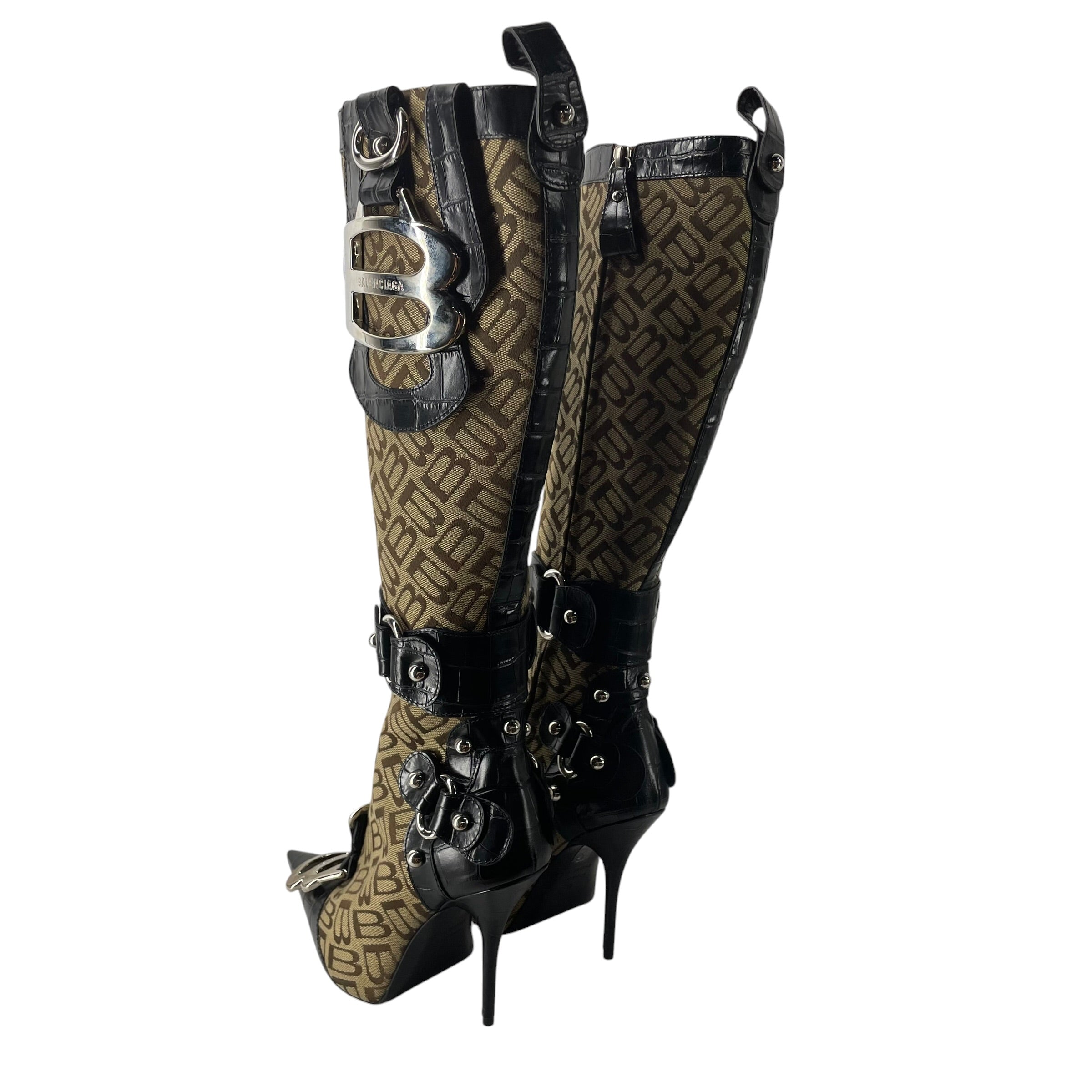 BALENCIAGA/Booties/EU 36/Monogram/Cotton/CML/Side Zip/BNWT ESSEX LEATHER MONOGRAM view 2