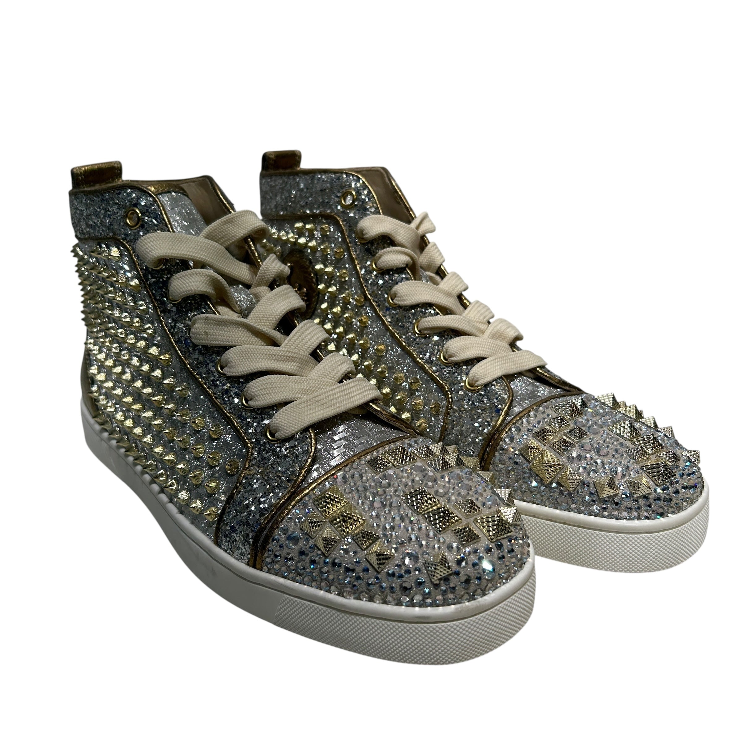 Christian Louboutin/Hi-Sneakers/EU 44/SLV/RHINESTONE STUDDED SNEAKERS view 1
