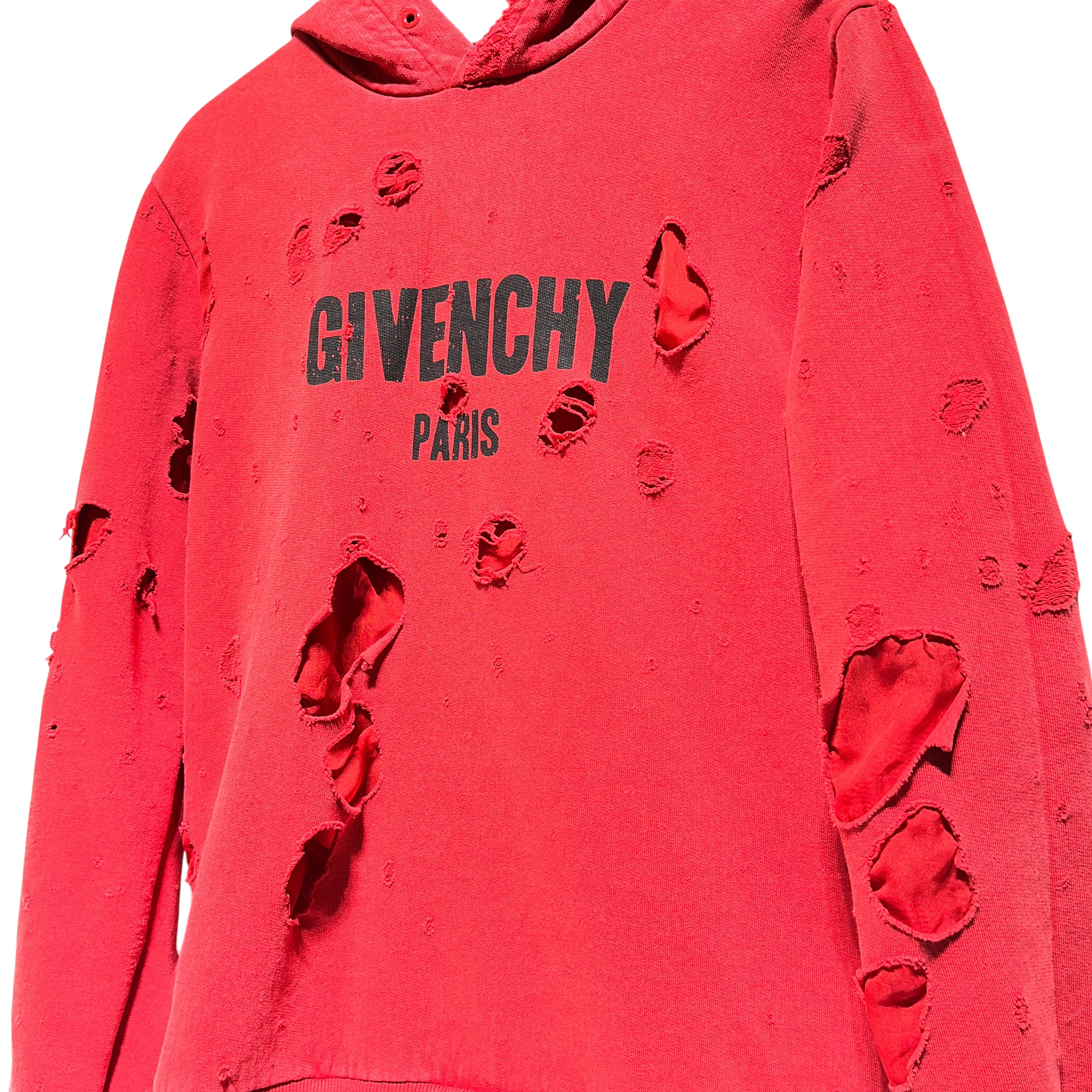 GIVENCHY/Hoodie/M/Cotton/RED/HOLES BLACK LOGO view 3