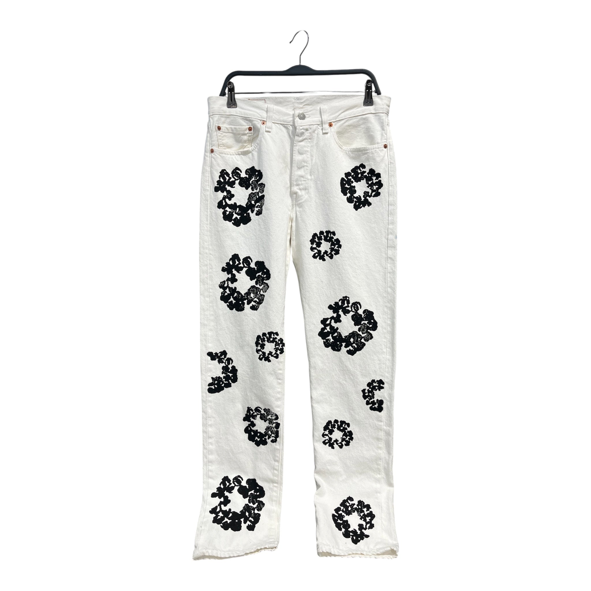 DENIM TEARS/Pants/32/Cotton/BLU/All Over Print/cargo with dt logo wreath view 1