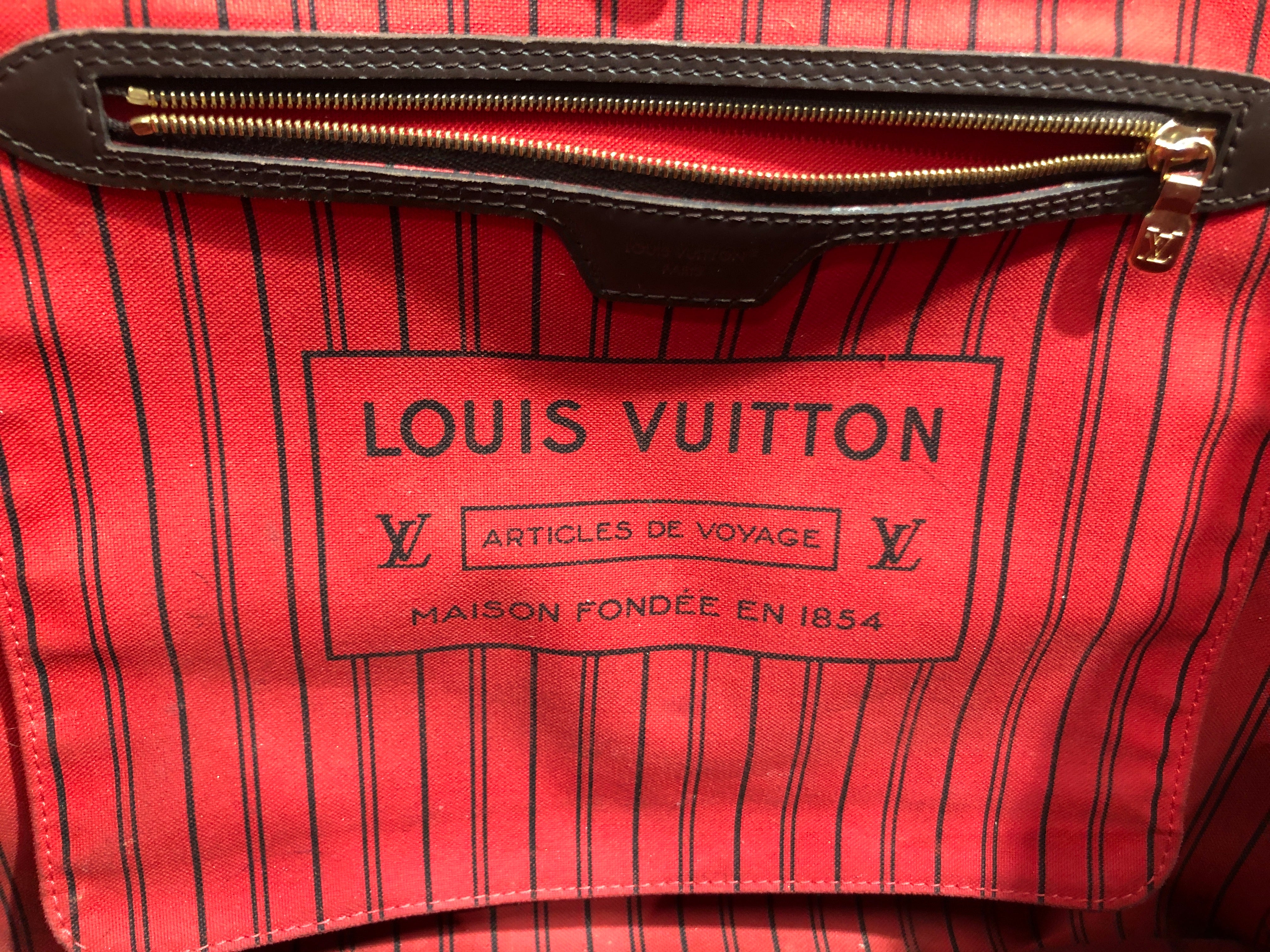 LOUIS VUITTON/Tote Bag/Glen Check/Leather/BRW/Neverfull GM Damier Ebene Canv view 4