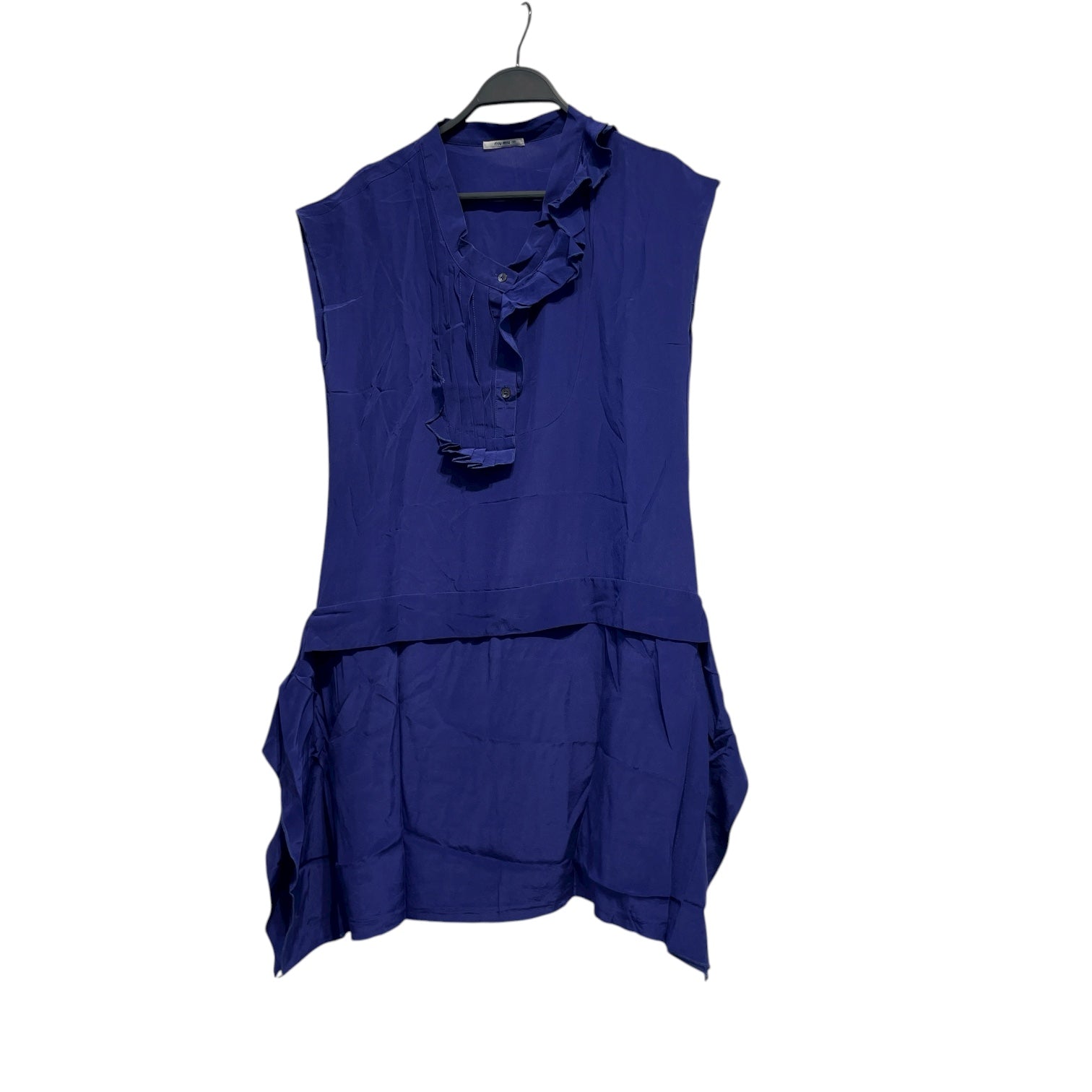 MIU MIU/Tunic Dress/38/Silk/BLU/COLBALT BLUE RUFFLE DRESS view 1