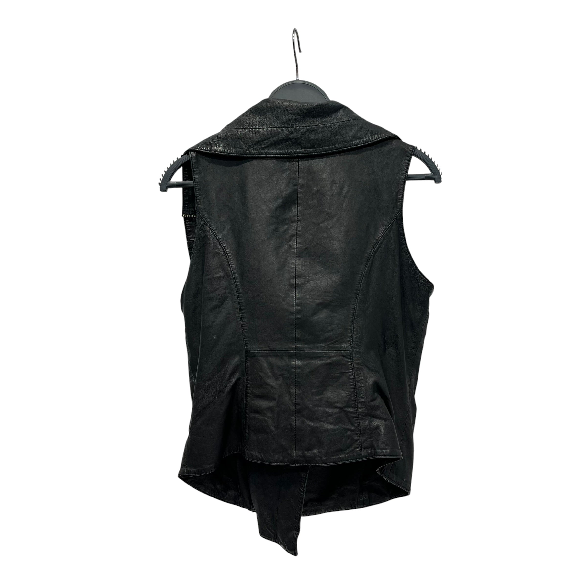 Muubaa/Vest/8/Leather/BLK/ASYMMETRIC ZIP LEATHER VEST view 2