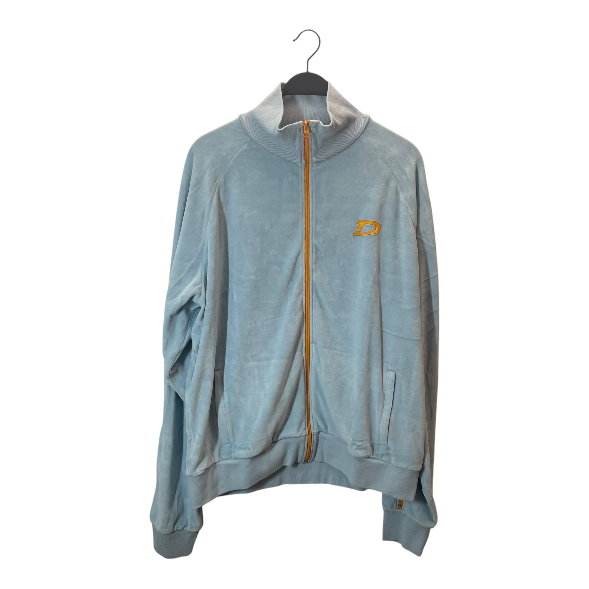 DENIM TEARS/Fleece Jkt/XXL/Velour/BLU/Graphic/ZIPPER DOWN SLEEVES BACK LOGO view 1