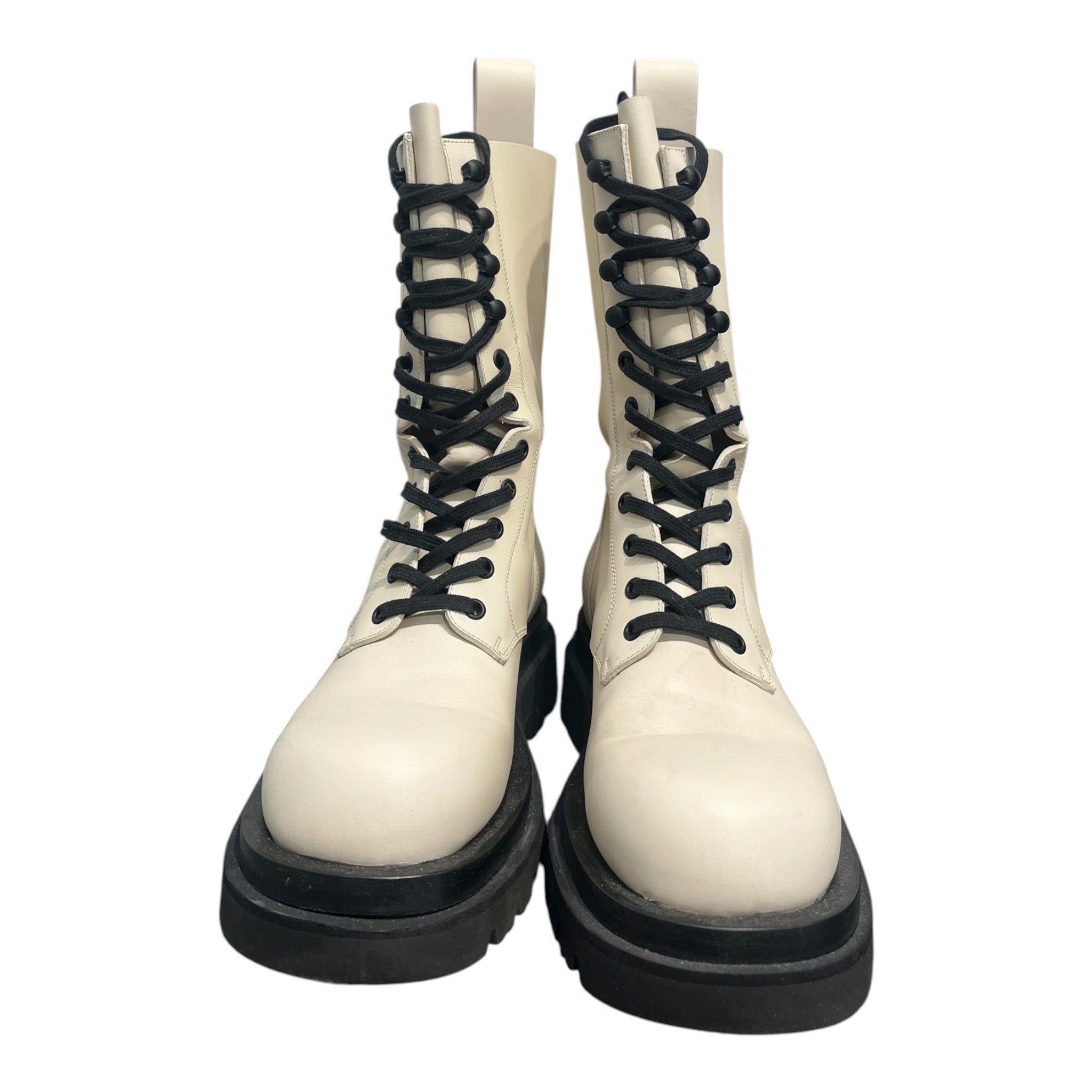 BOTTEGA VENETA/Boots/EU 40/Leather/WHT/lug sole military lace up view 3