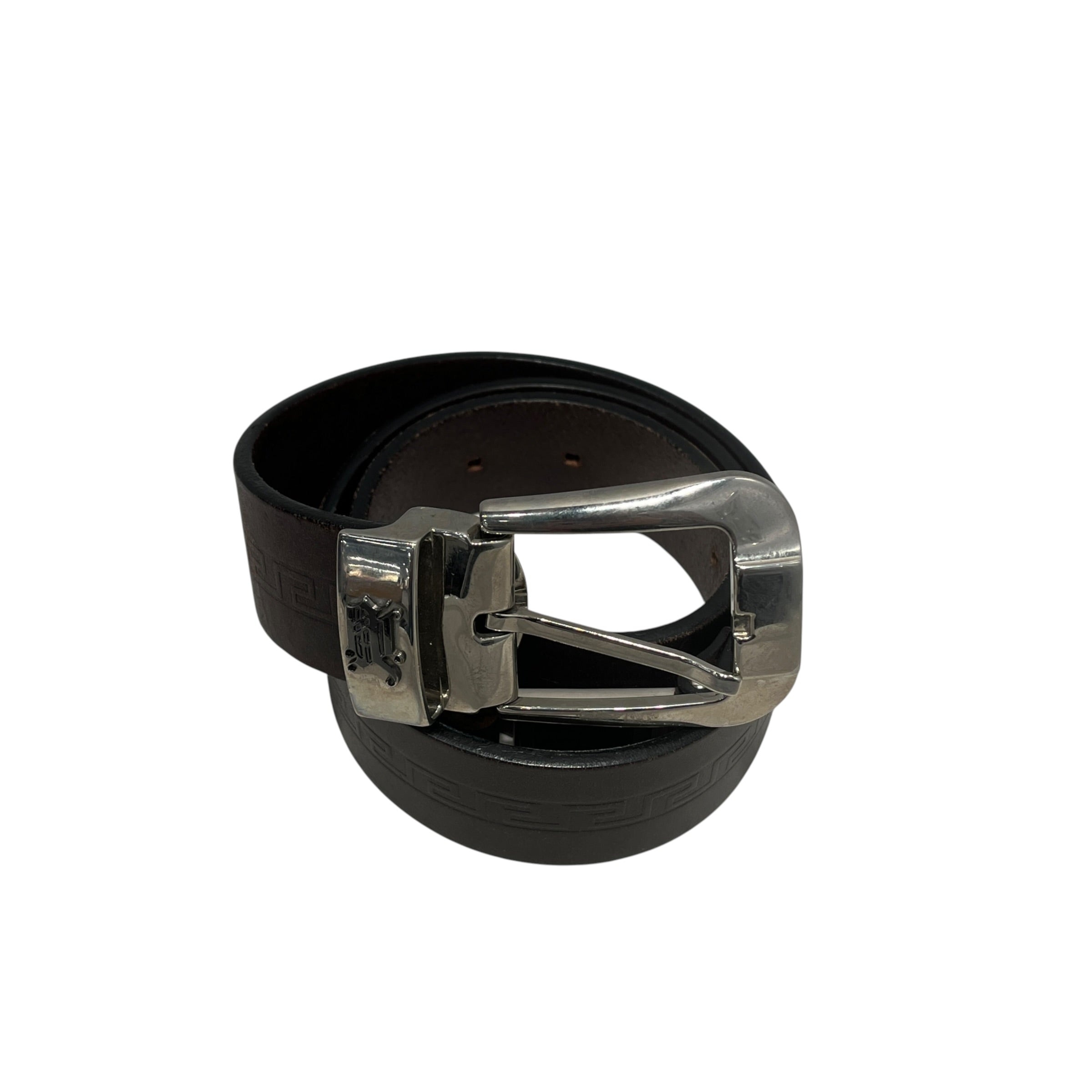 GIANNI VERSACE/Belt/Leather/BRW/M's/80/32 medusa square logo view 1