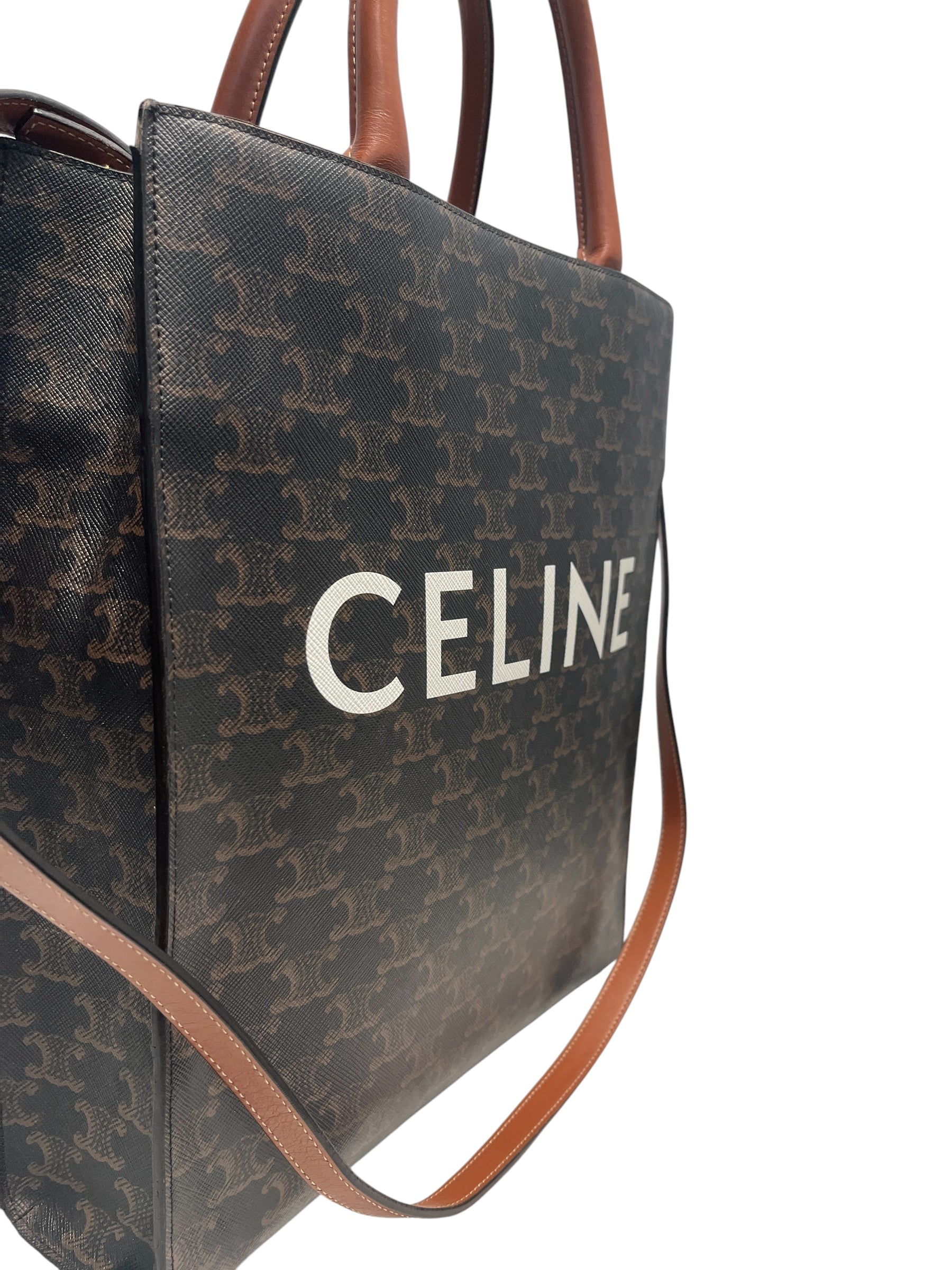 CELINE/Hand Bag/Monogram/Leather/BRW/VERTICAL CABAS TOTE view 3