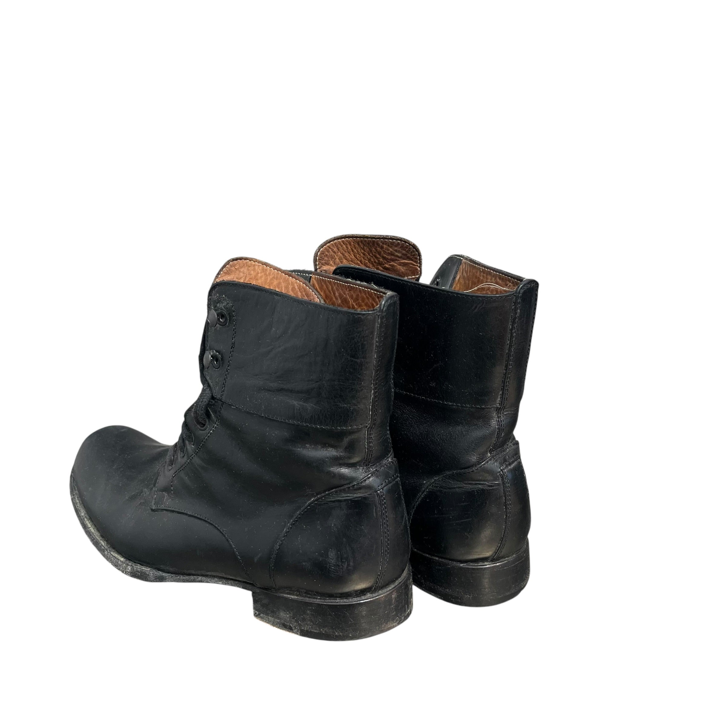 john varvatos/Lace Up Boots/US 9/Leather/BLK/BLACK LEATHER LACE UP BOOTS view 2