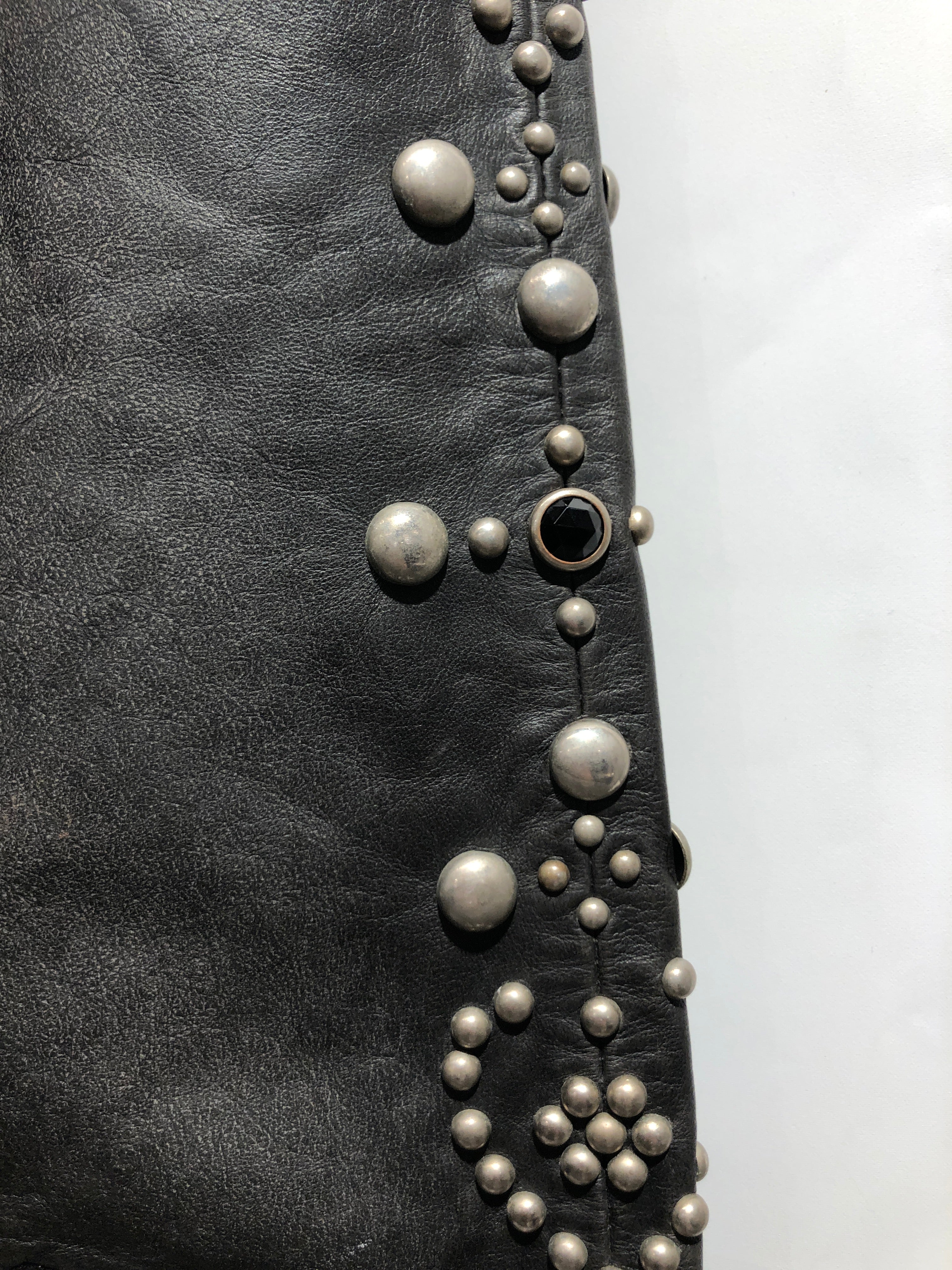 RRL/Pants/30/Leather/BLK/cowhide leather w/ metal studs view 3