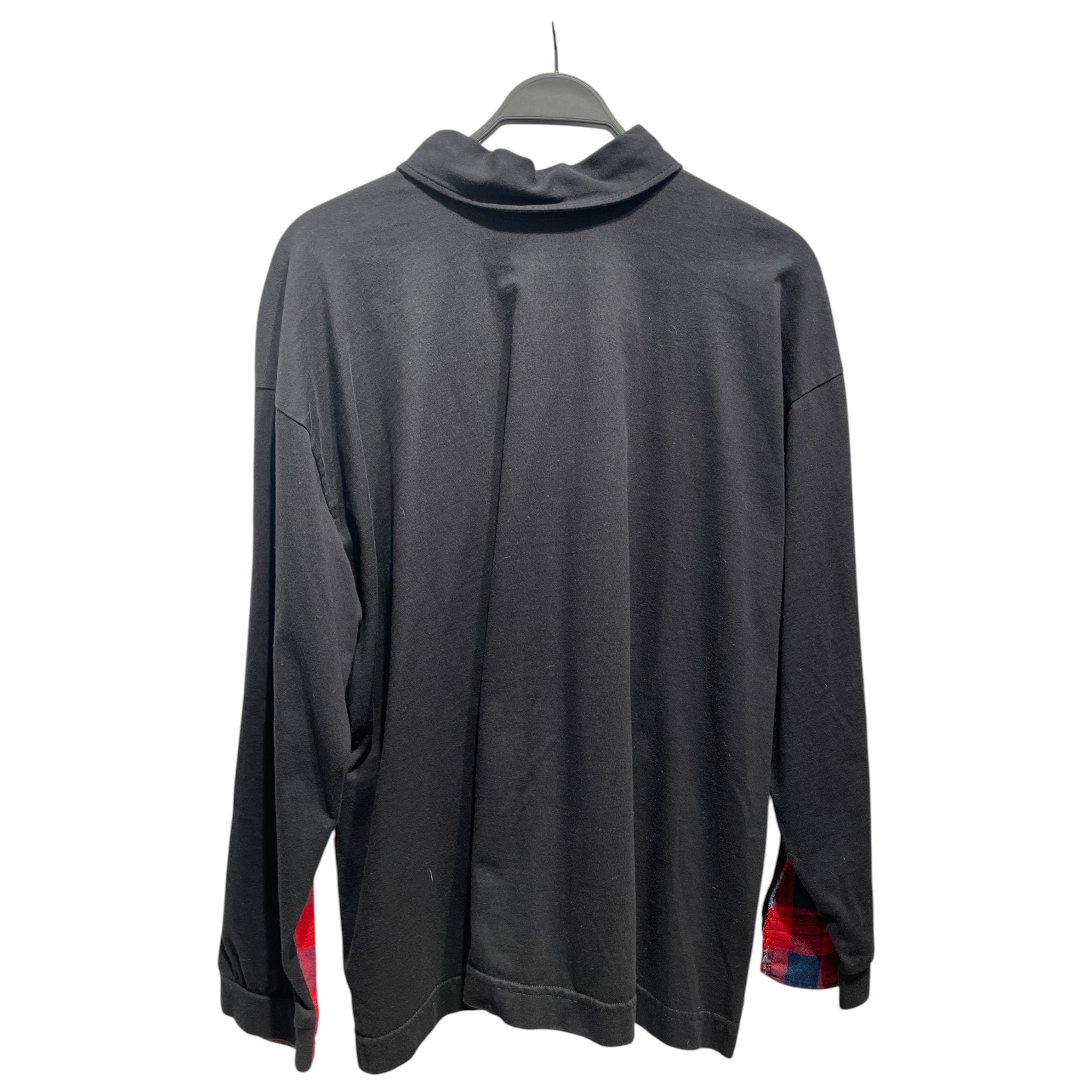 BALENCIAGA/Flannel Shirt/S/Cotton/RED/Plaid/patched sleeve flannel hybrid view 2