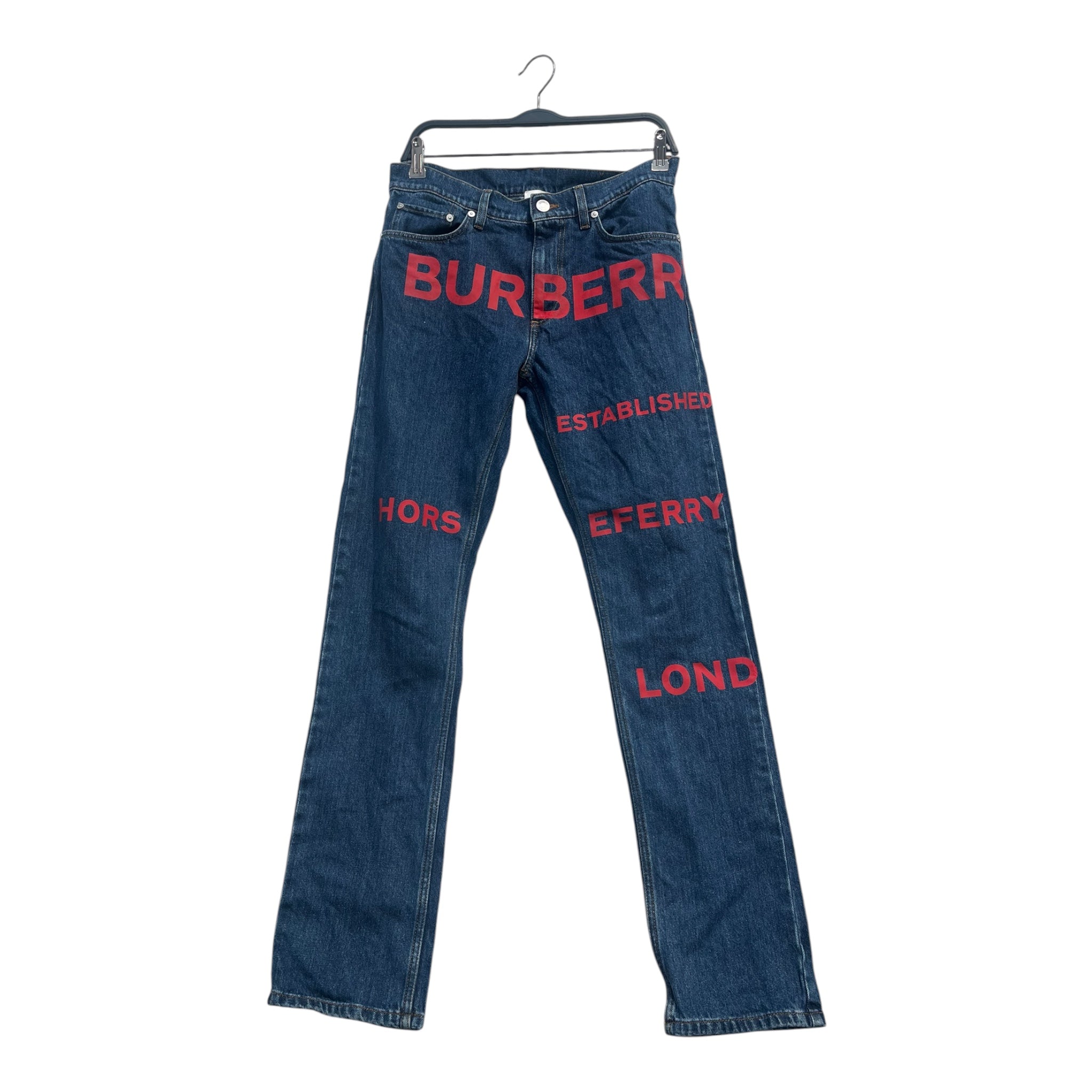 BURBERRY/Bottoms/32/Cotton/BLU/RED FONT  All over view 1