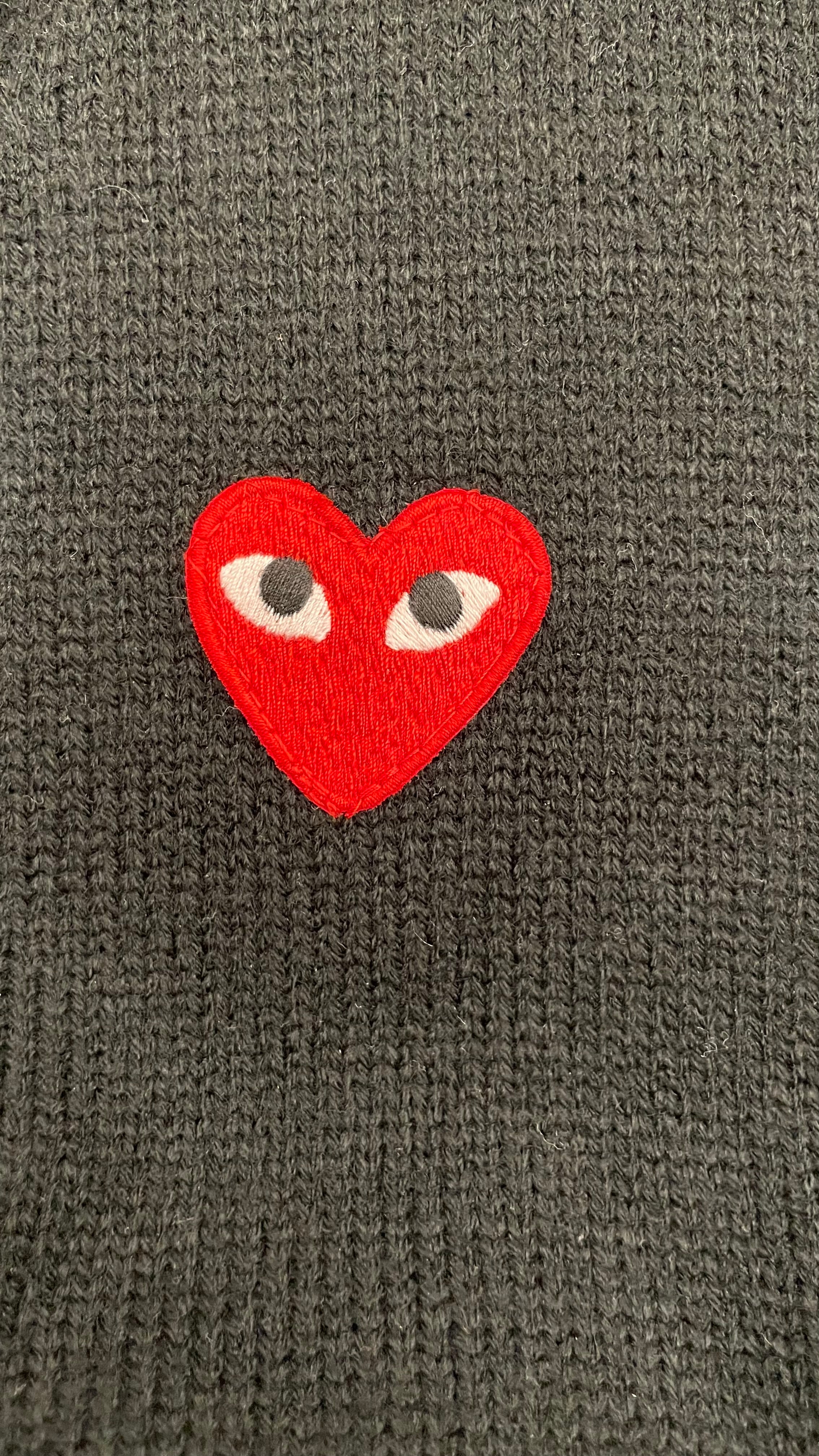 PLAY COMME des GARCONS/Cardigan/M/Cotton/BLK/heart cardigan view 3