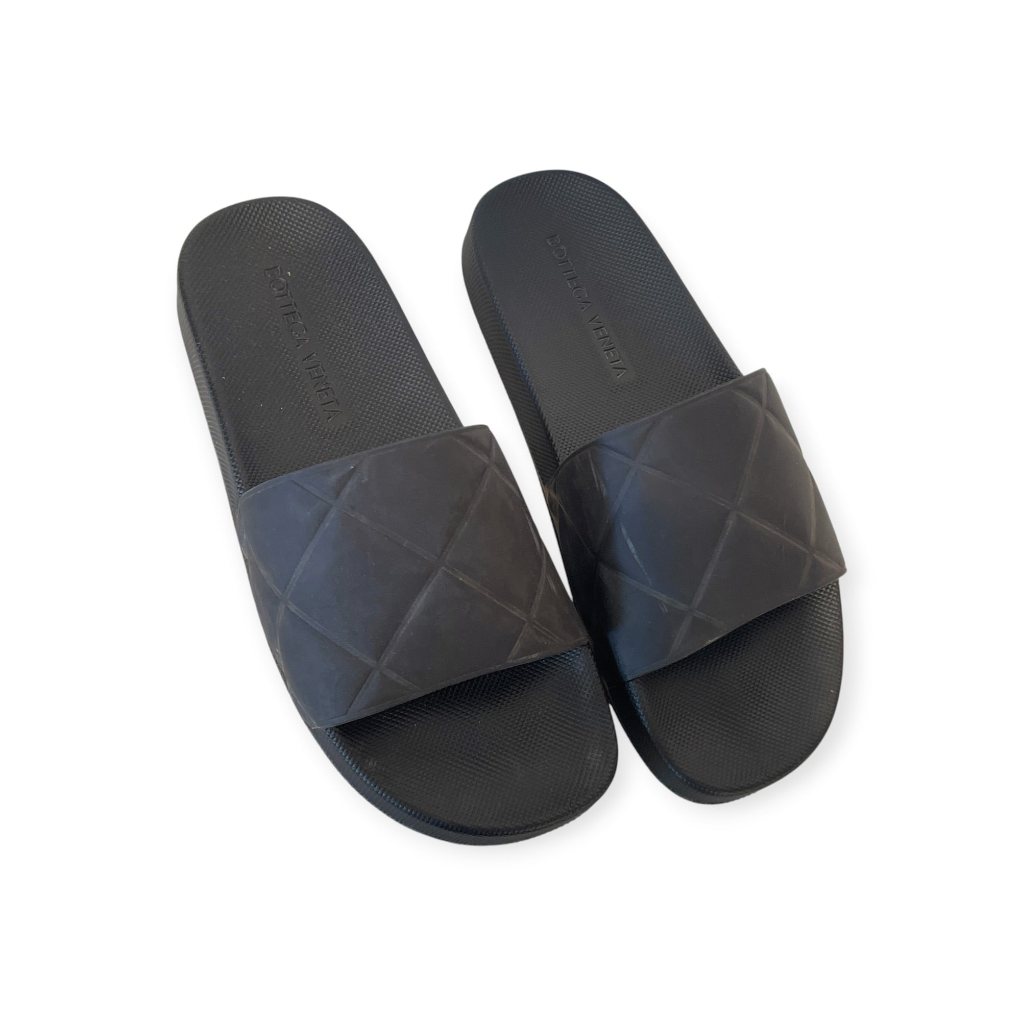 BOTTEGA VENETA/Sandals/EU 40/BLK/QUILTED RUBBER SLIDES view 2
