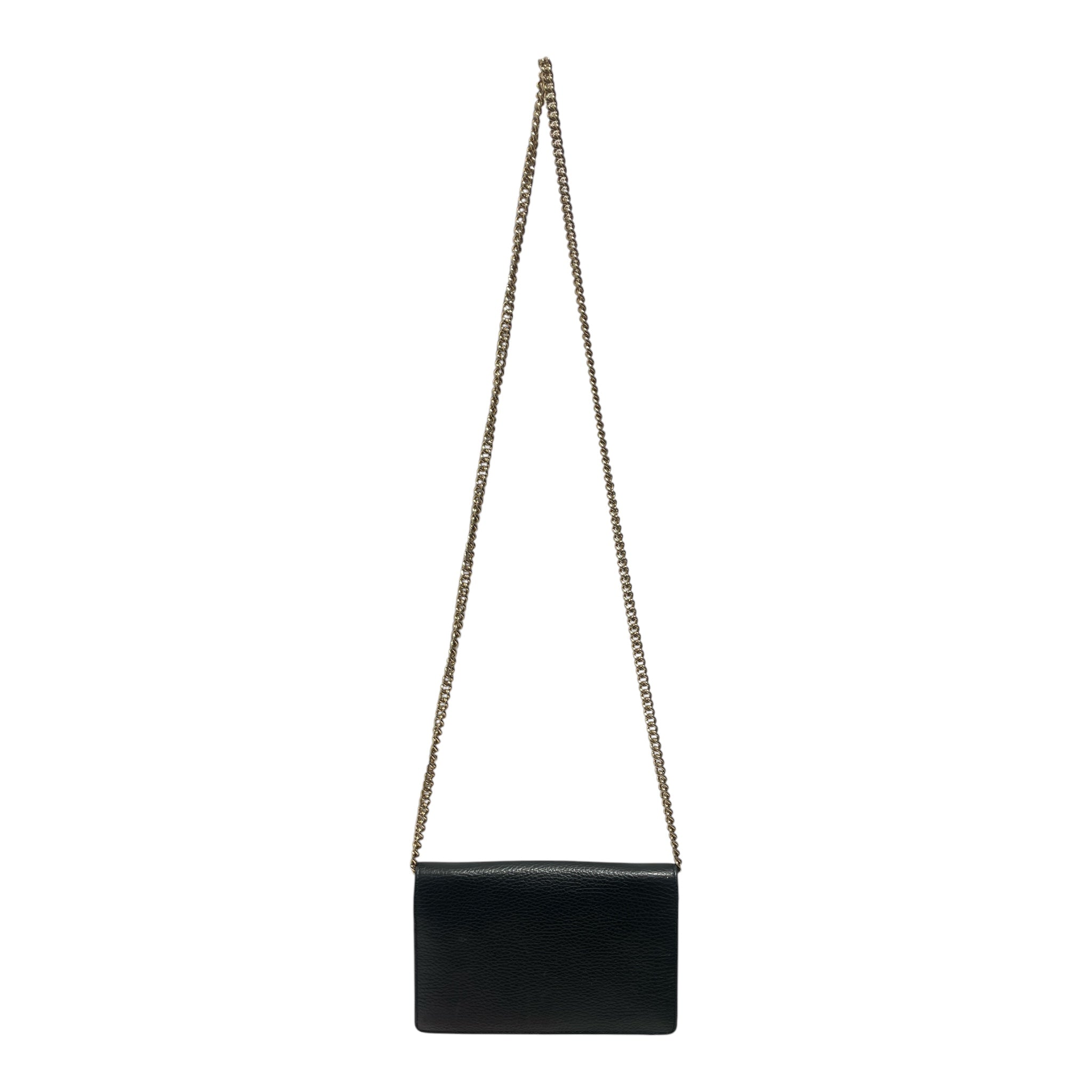 GUCCI/Cross Body Bag/Leather/BLK/Black Marmot Wallet on Chain view 2