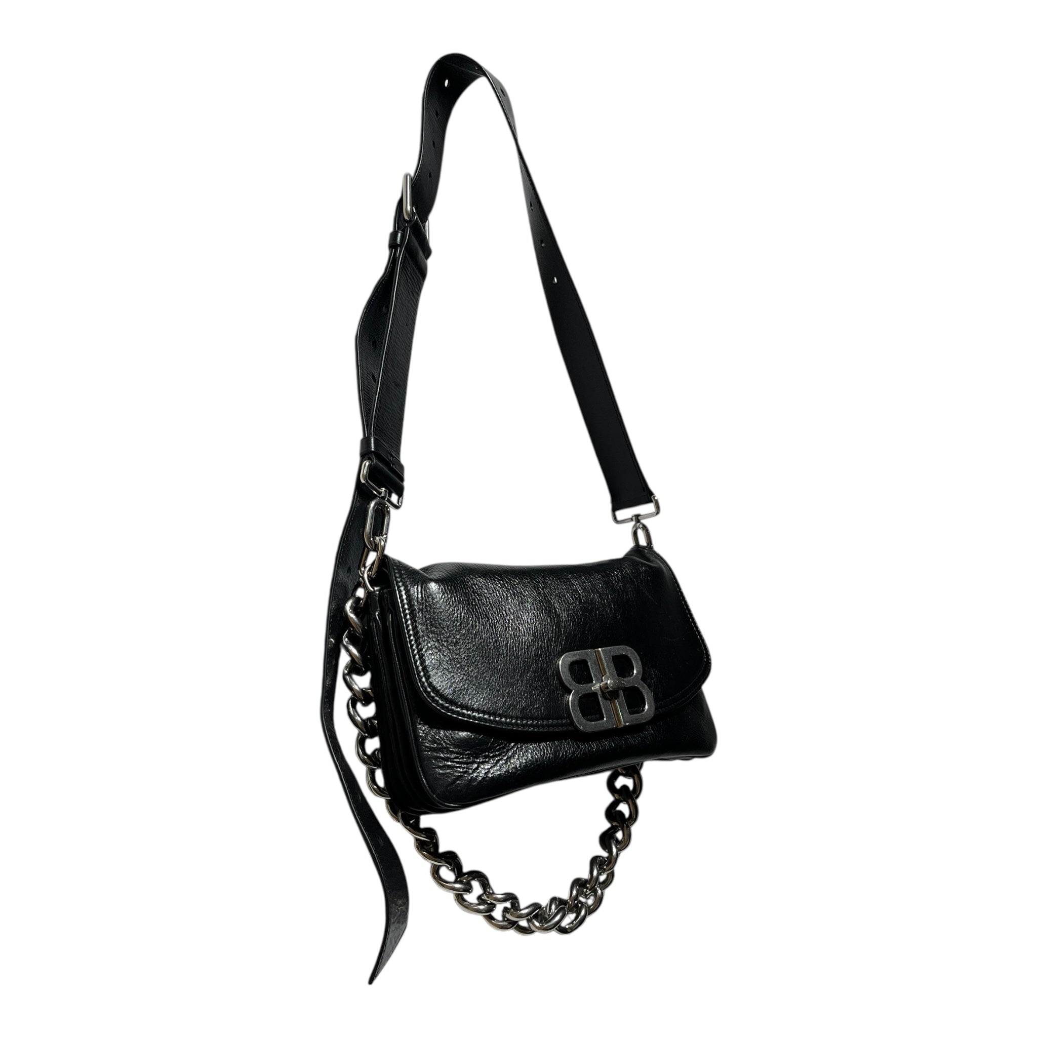 BALENCIAGA/Cross Body Bag/Leather/BLK/FLAP BAG view 2
