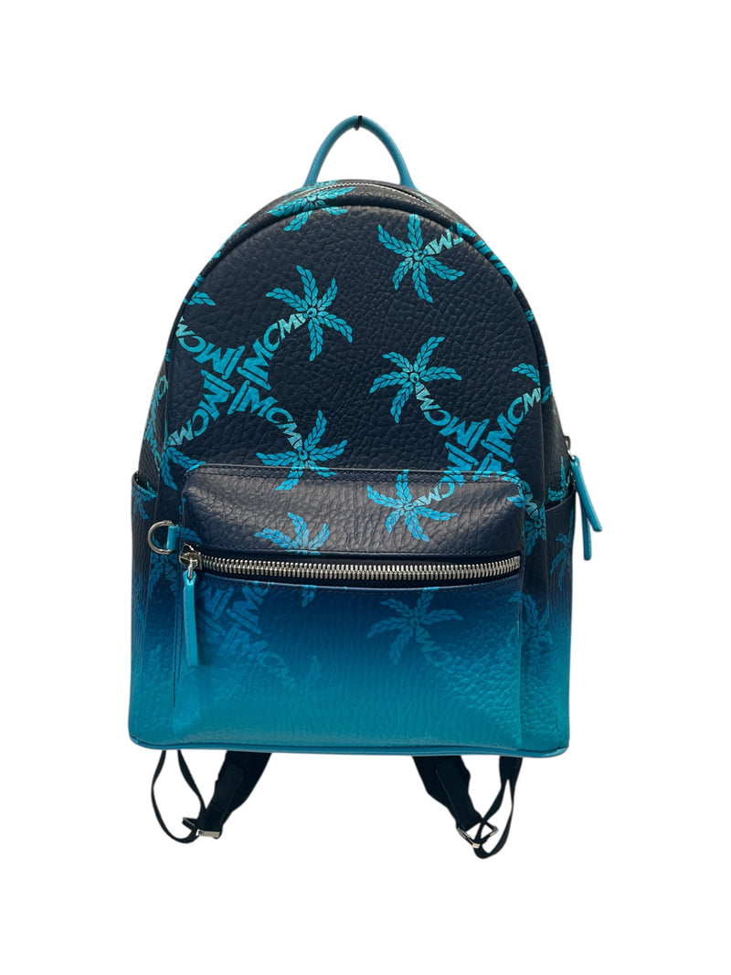 MCM/Backpack/All Over Print/Leather/BLU/BLUE PALM TREE MCM BAG
