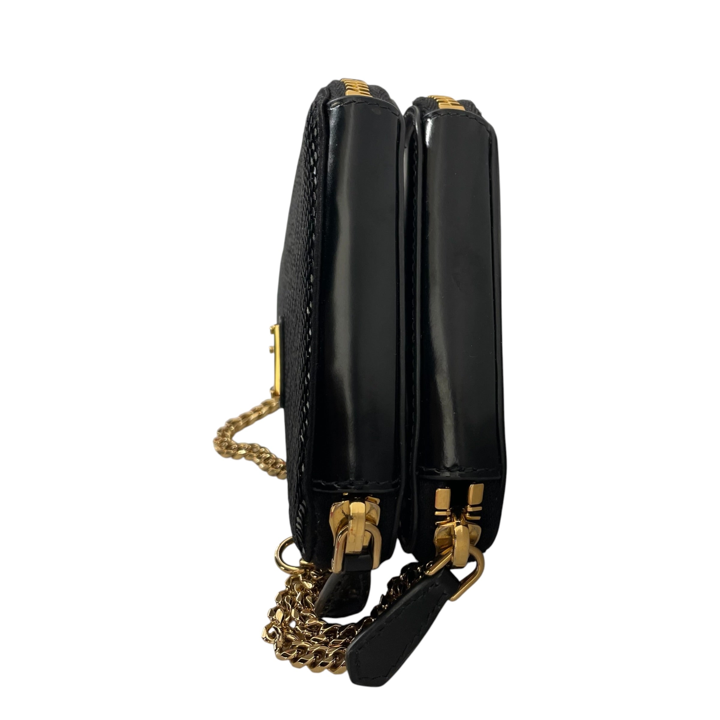 PRADA/Cross Body Bag/Leather/BLK/SEQUINS DOUBLE BAG view 3