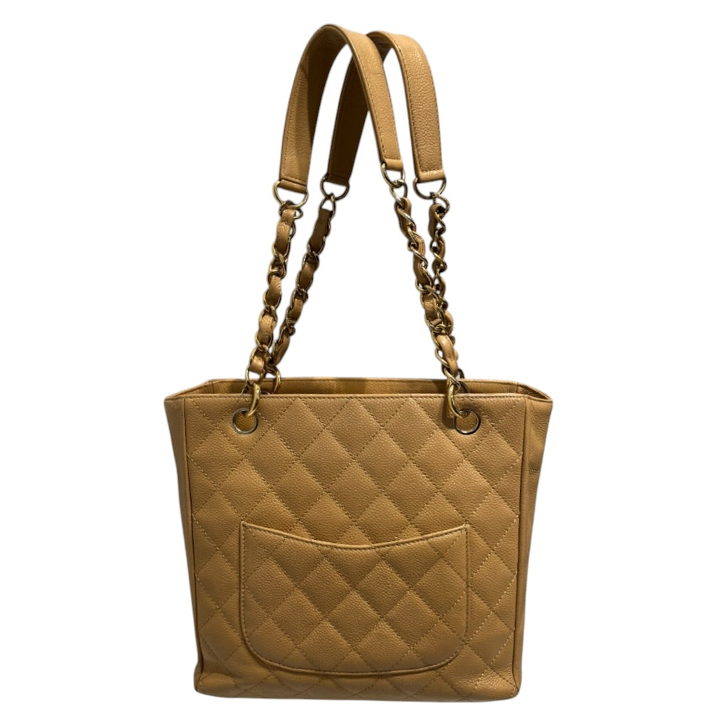CHANEL/Tote Bag/Leather/BEG/Petite Shopping Tote view 2