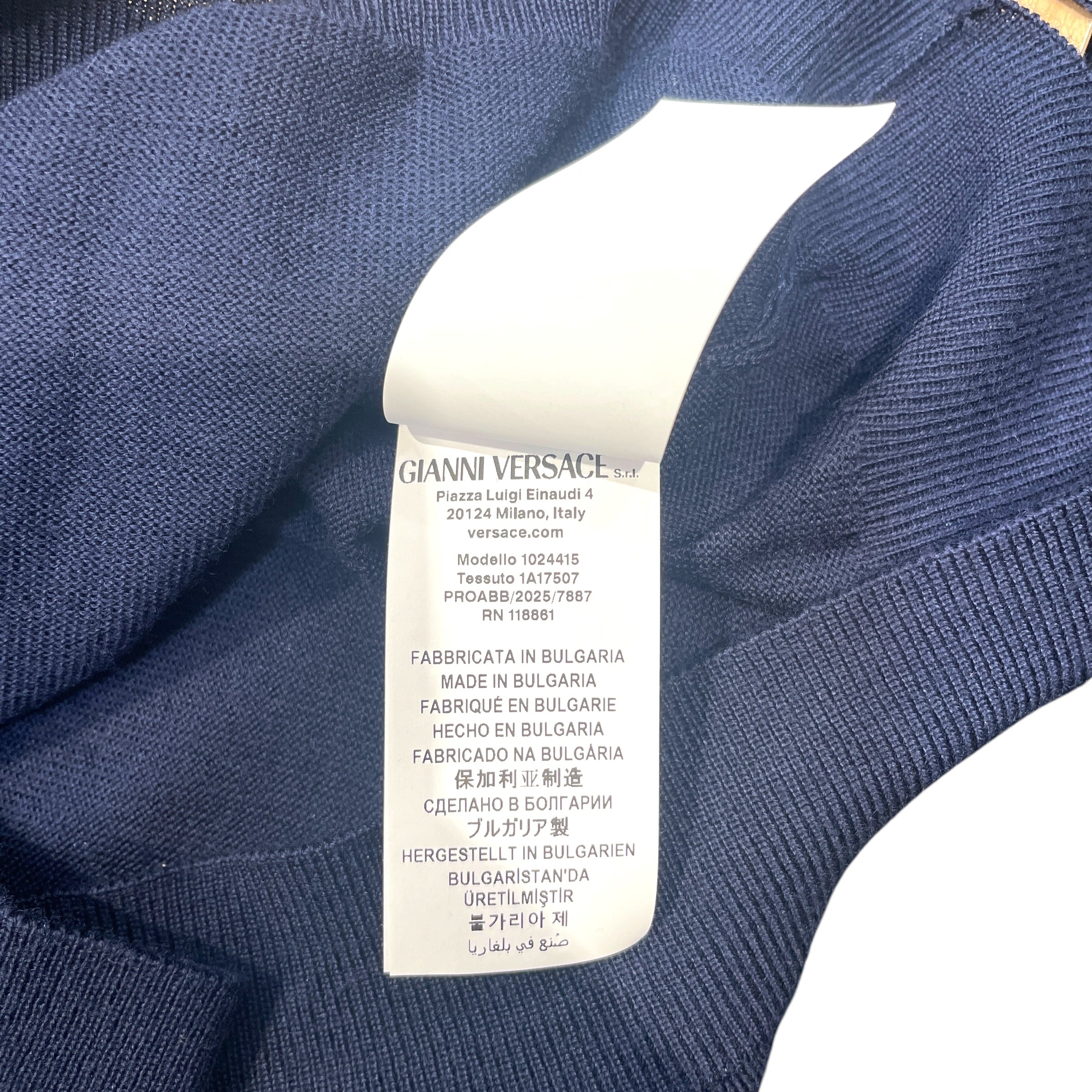 VERSACE/Sweater/M/Cotton/NVY/Cotton Knit Logo Top view 5