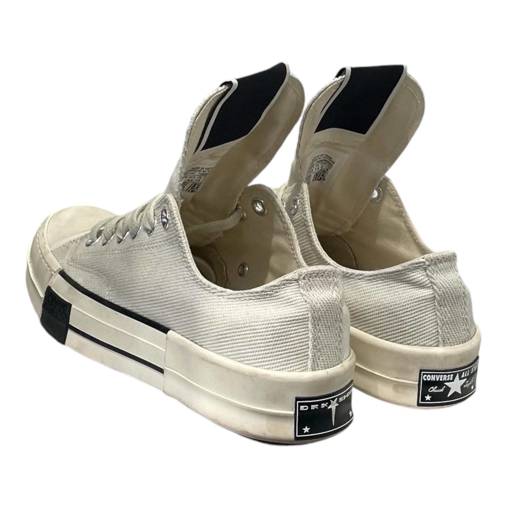 CONVERSE/RICK OWENS DRKSHDW/Low-Sneakers/US 7.5/Cotton/WHT/drkstar ox lily white view 2