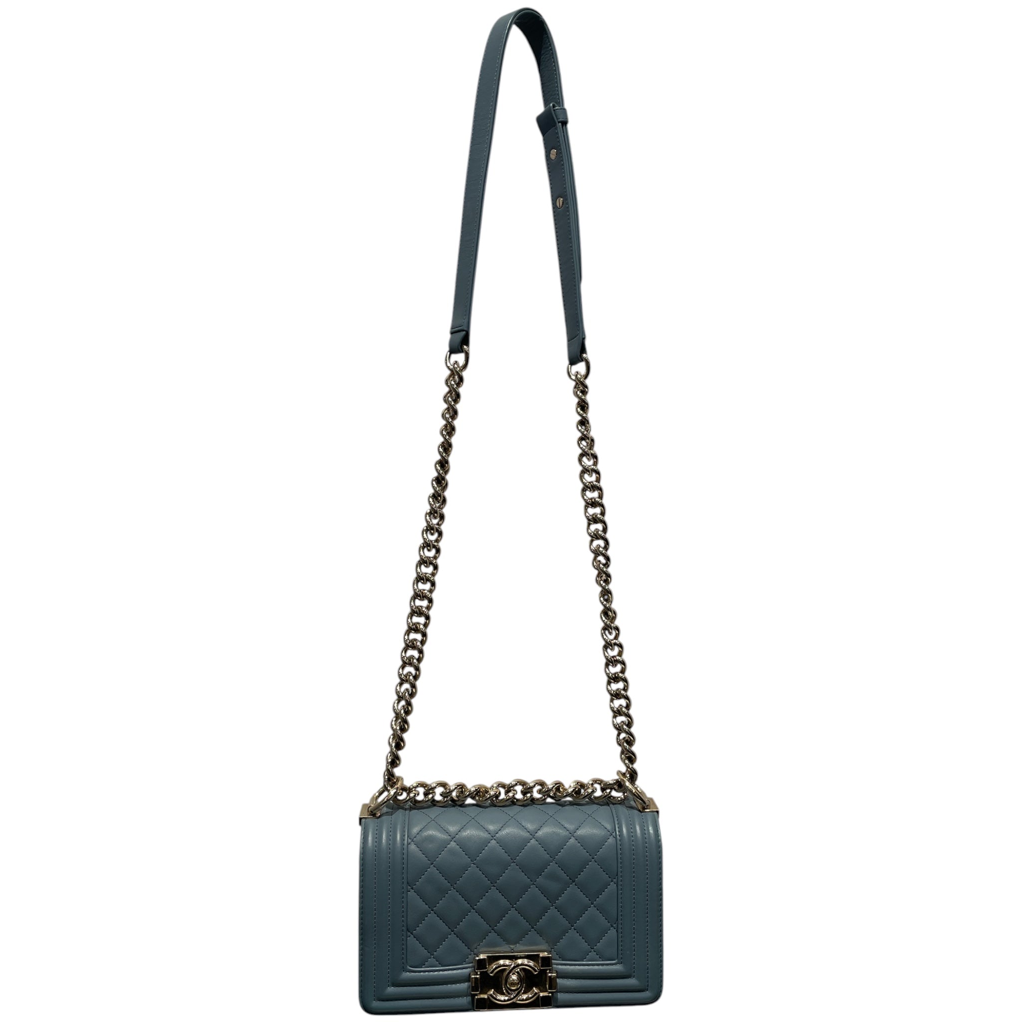 CHANEL/Clutch Bag/Leather/BLU/QUILTED SMALL BOY view 1