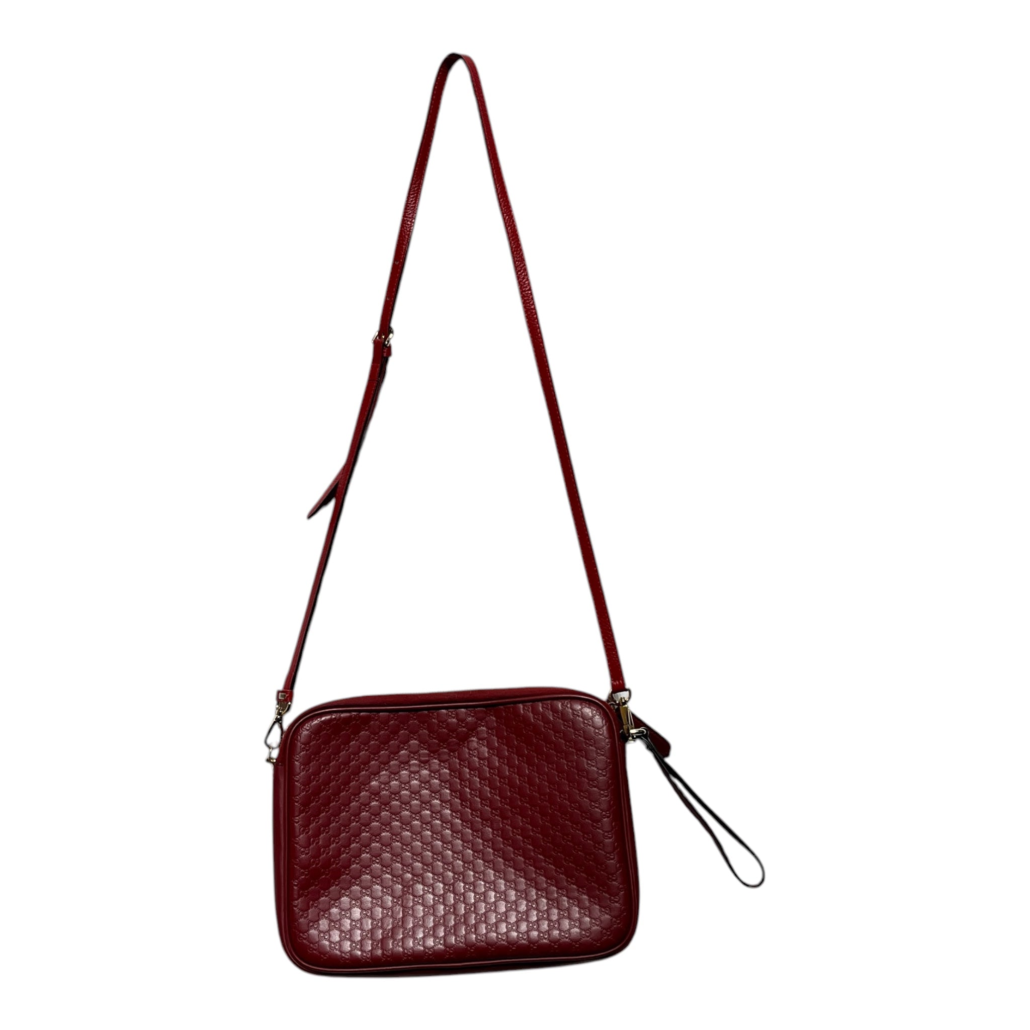 GUCCI/Cross Body Bag/Monogram/Leather/RED/Microguccissima Crossbody view 2