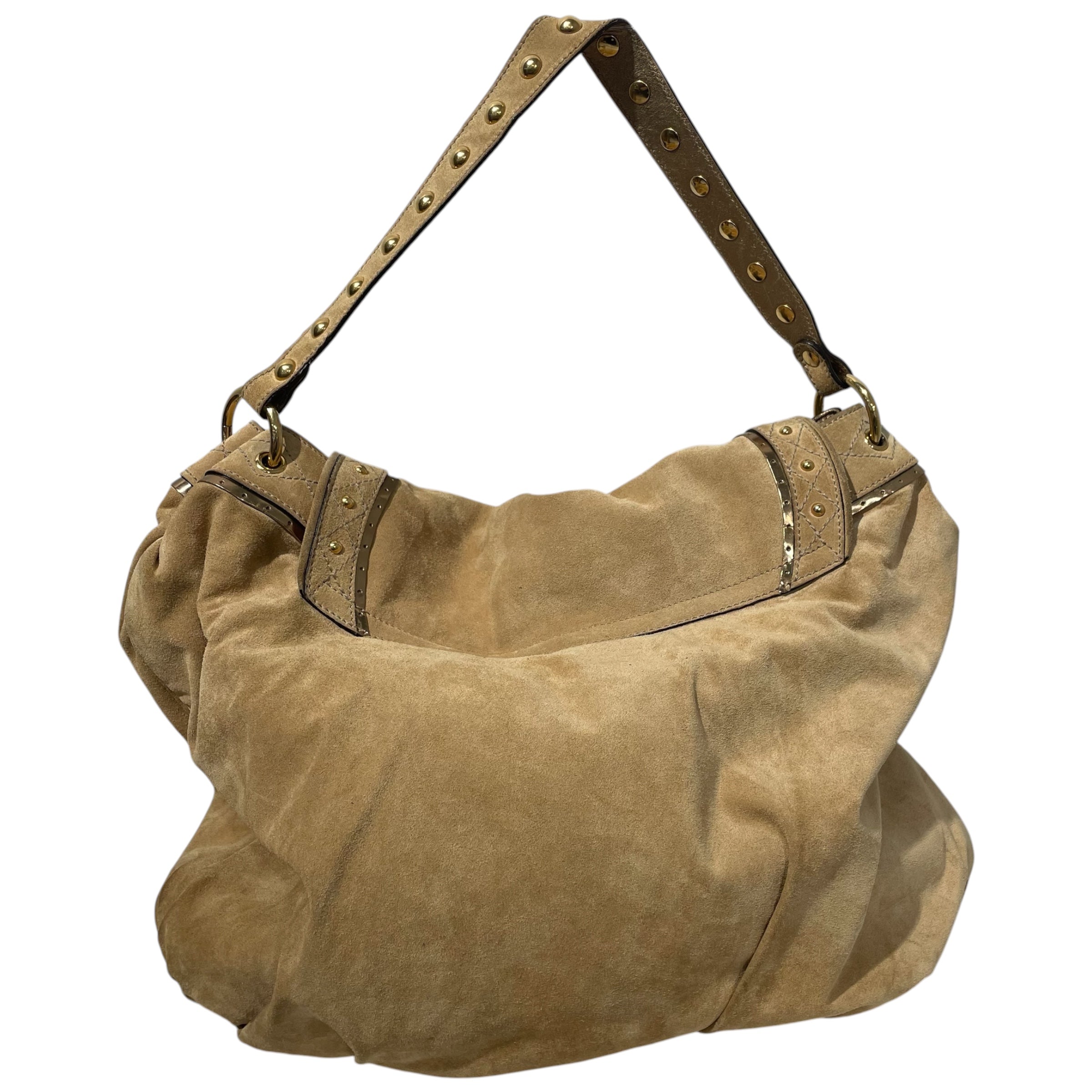 GUCCI/Hand Bag/Suede/BEG/gucci Irina Babouska shoulder view 2