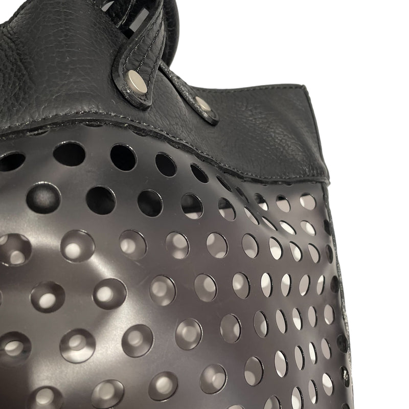 HIROKO KOSHINO/Hand Bag/Leather/BLK/HOLES