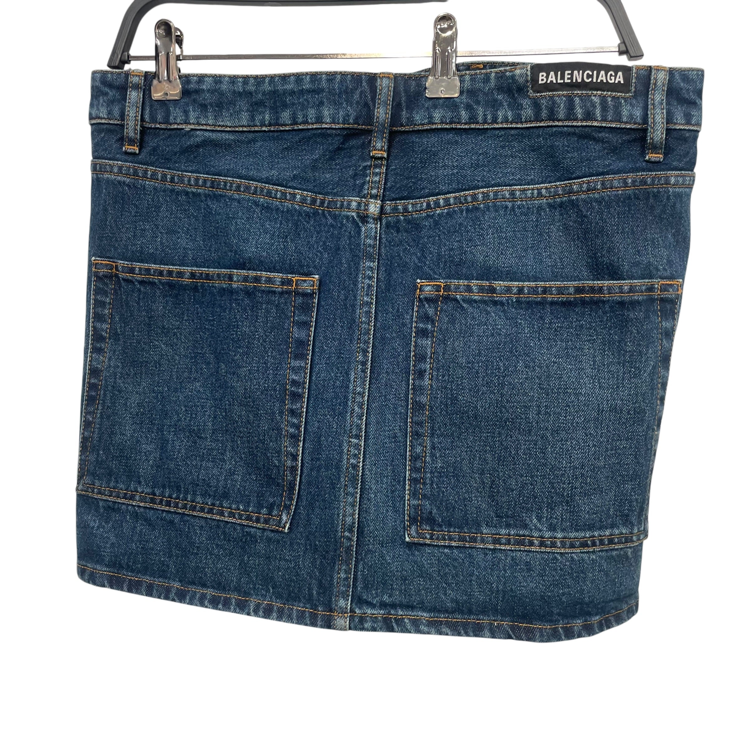 BALENCIAGA/Skirt/38/Denim/BLU/button fly square back pocket view 2
