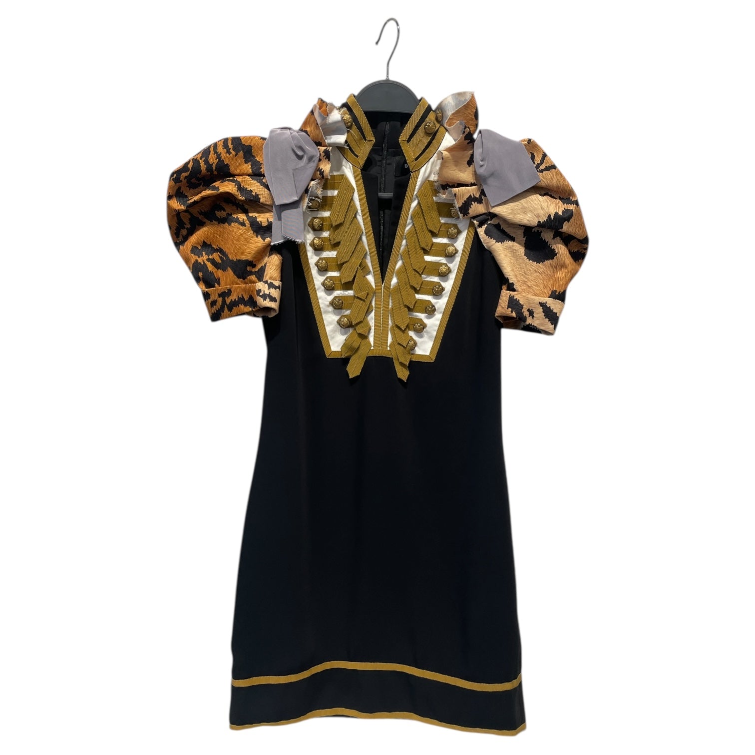 DSQUARED2/SS Dress/38/Polyester/BLK/CHEETAH SLEEVES view 1