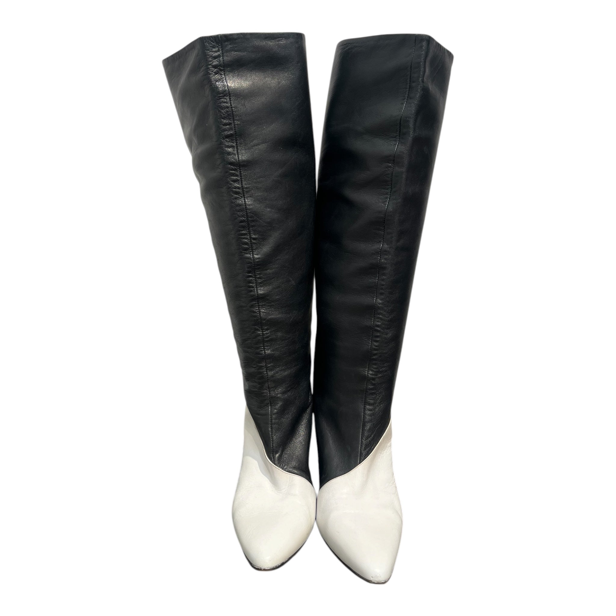 BALLY/Long Boots/US 8.5/Leather/BLK/BLACK UPPER-WHITE BODY view 2