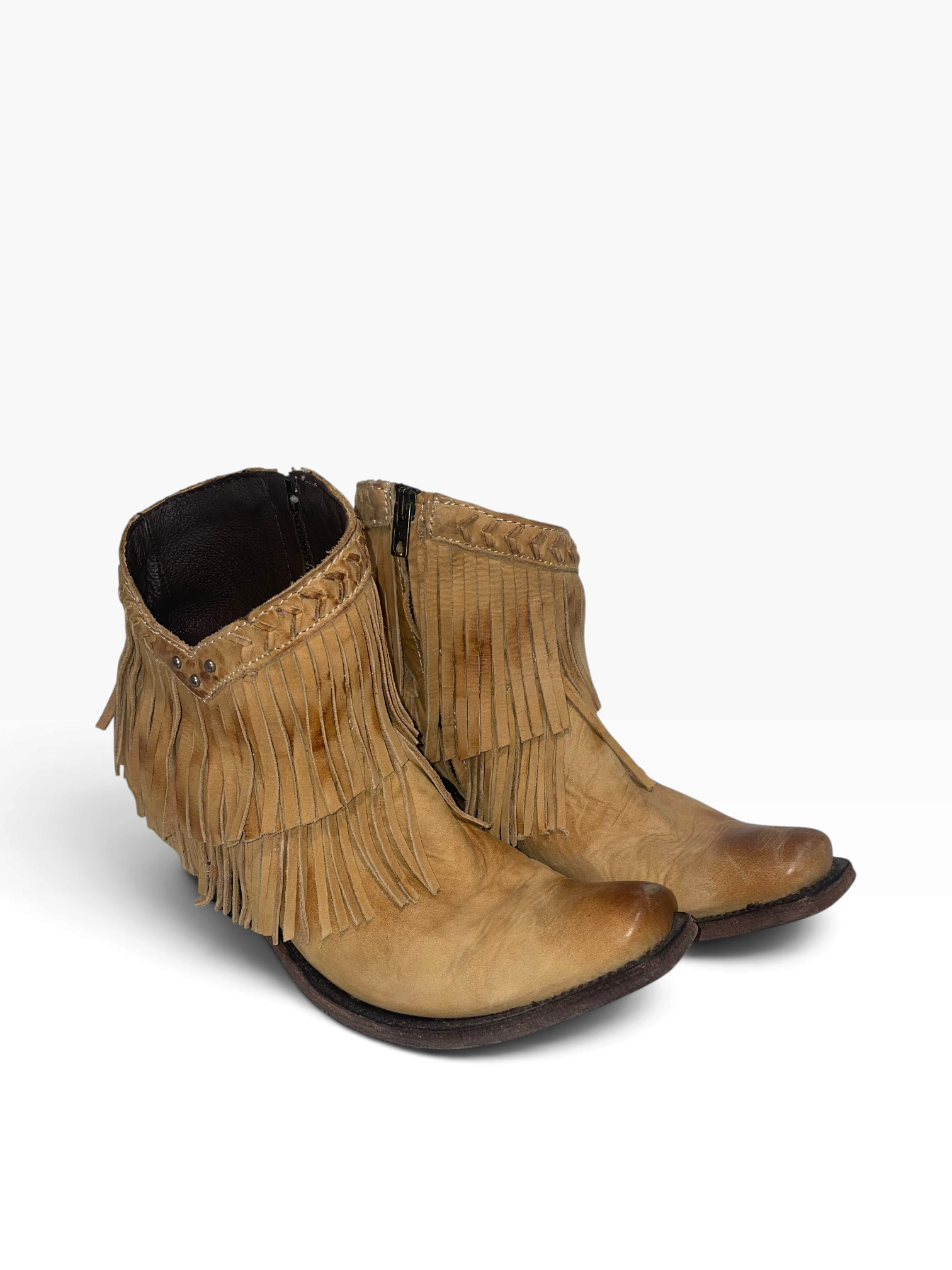 OLD GRINGO/Ankle Boots/US 7.5/Leather/BEG/Tassel Fringe Ankle Boots view 1