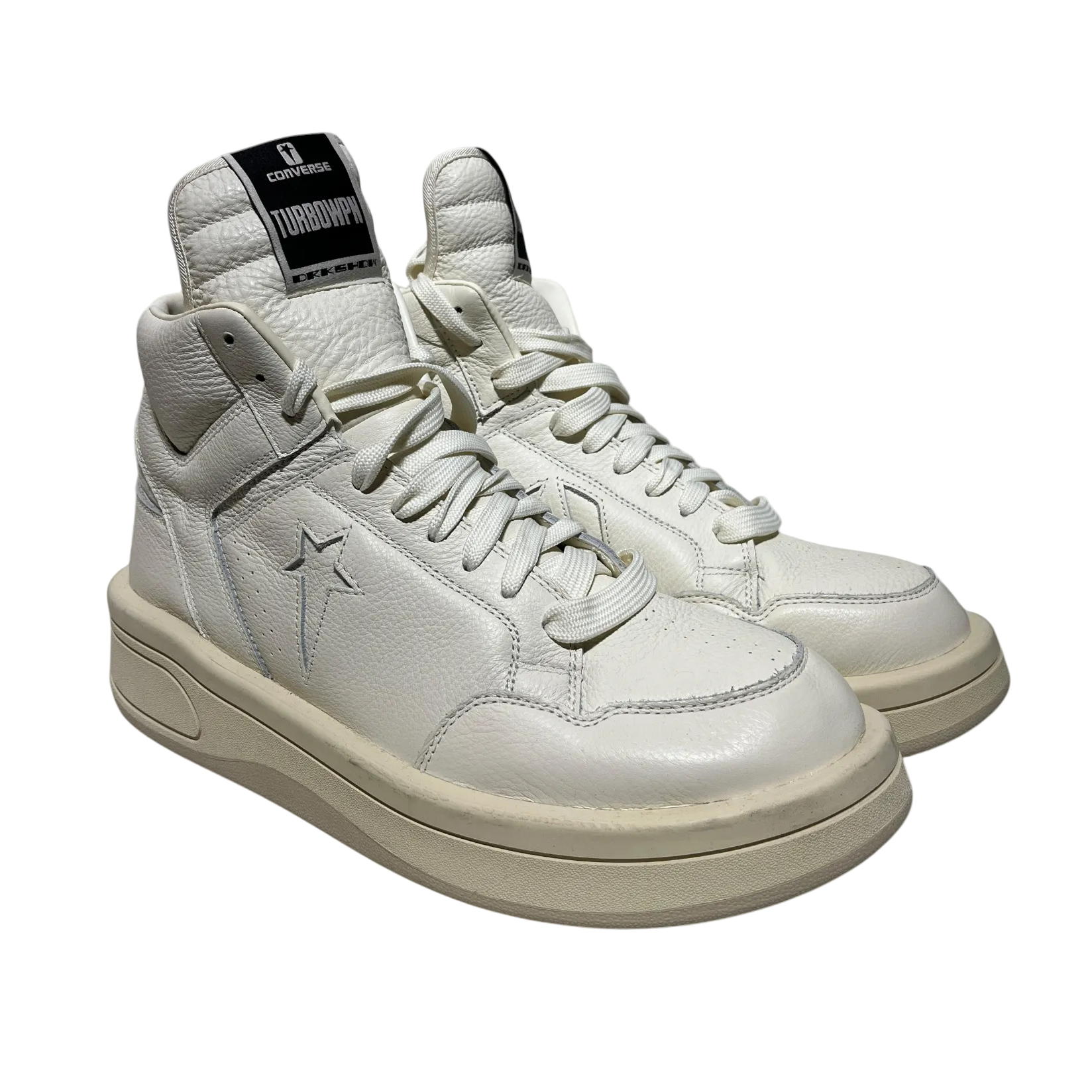 RICK OWENS DRKSHDW/Hi-Sneakers/US 12/Leather/WHT/platform star view 1