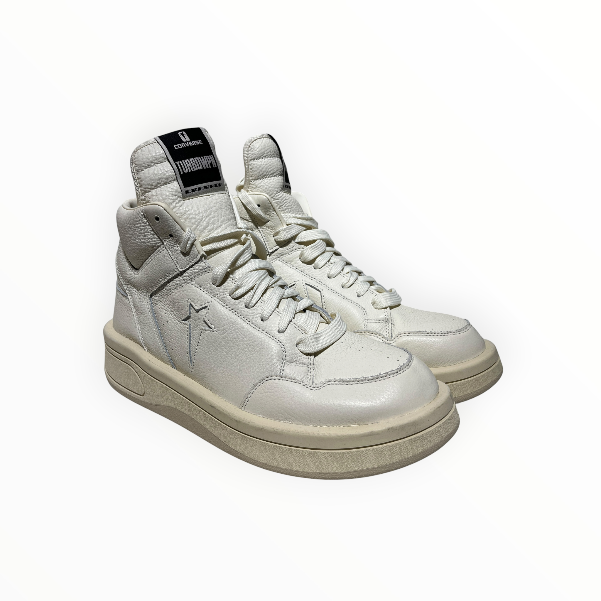 RICK OWENS DRKSHDW/Hi-Sneakers/US 12/Leather/WHT/platform star view 1