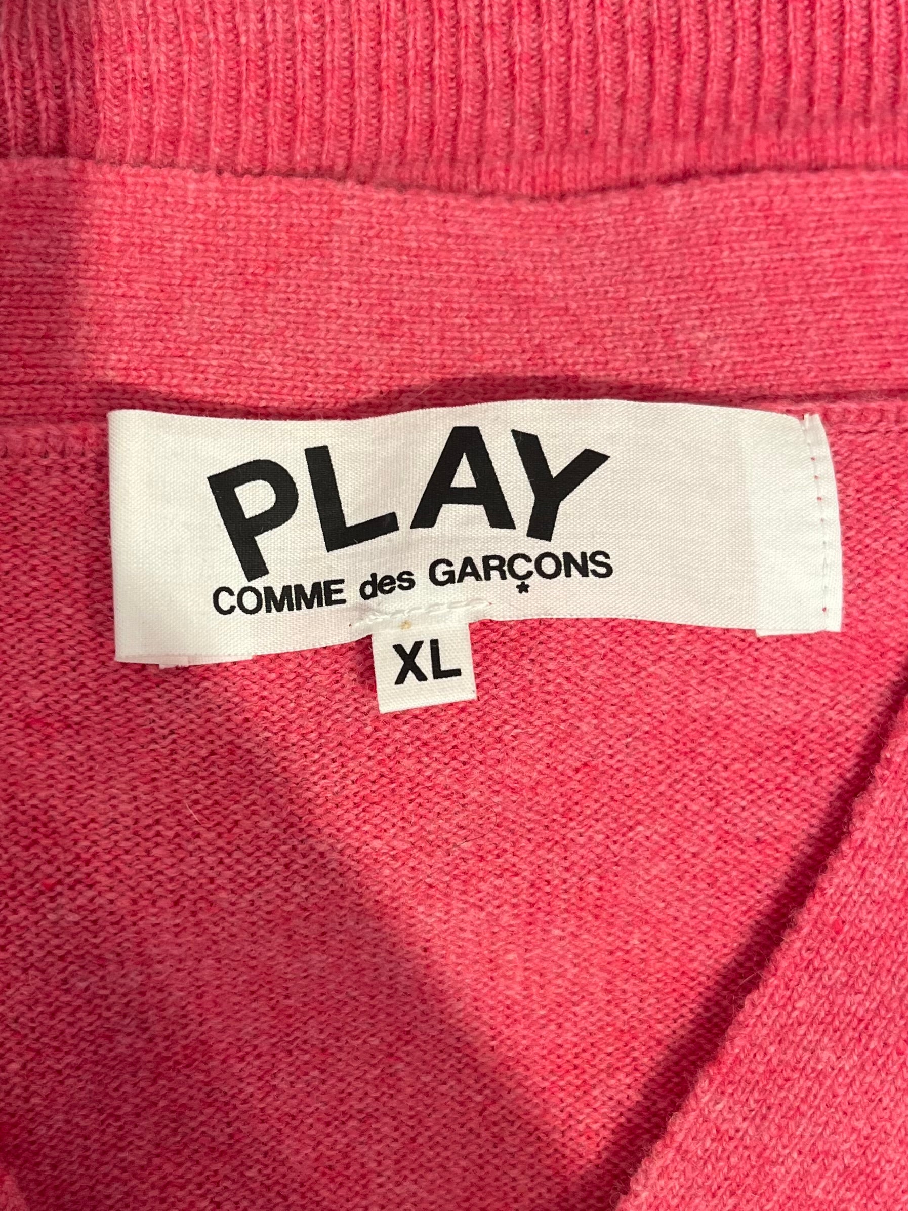 PLAY COMME des GARCONS/Cardigan/XL/Wool/PNK/DOUBLE HEART LOGO- view 3