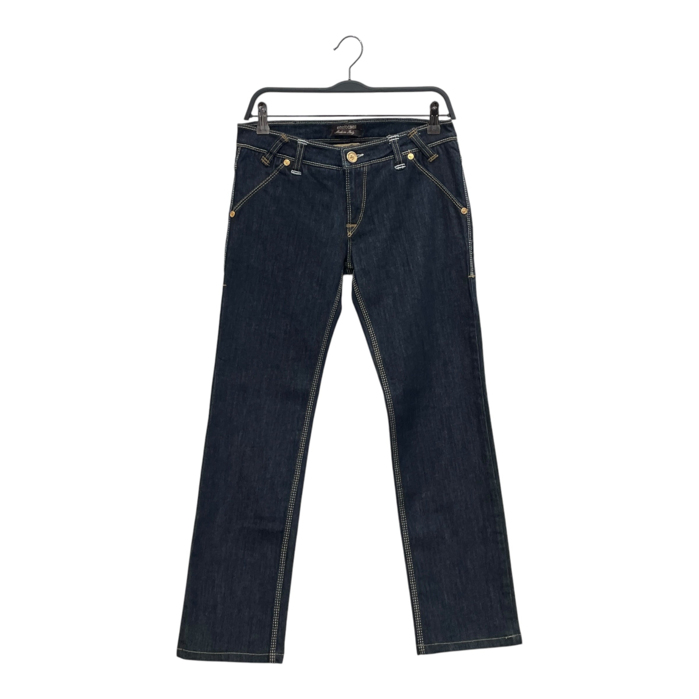 roberto cavalli/Skinny Pants/44/Cotton/IDG/GOLD BACK TAB/WHT SEAMS view 1