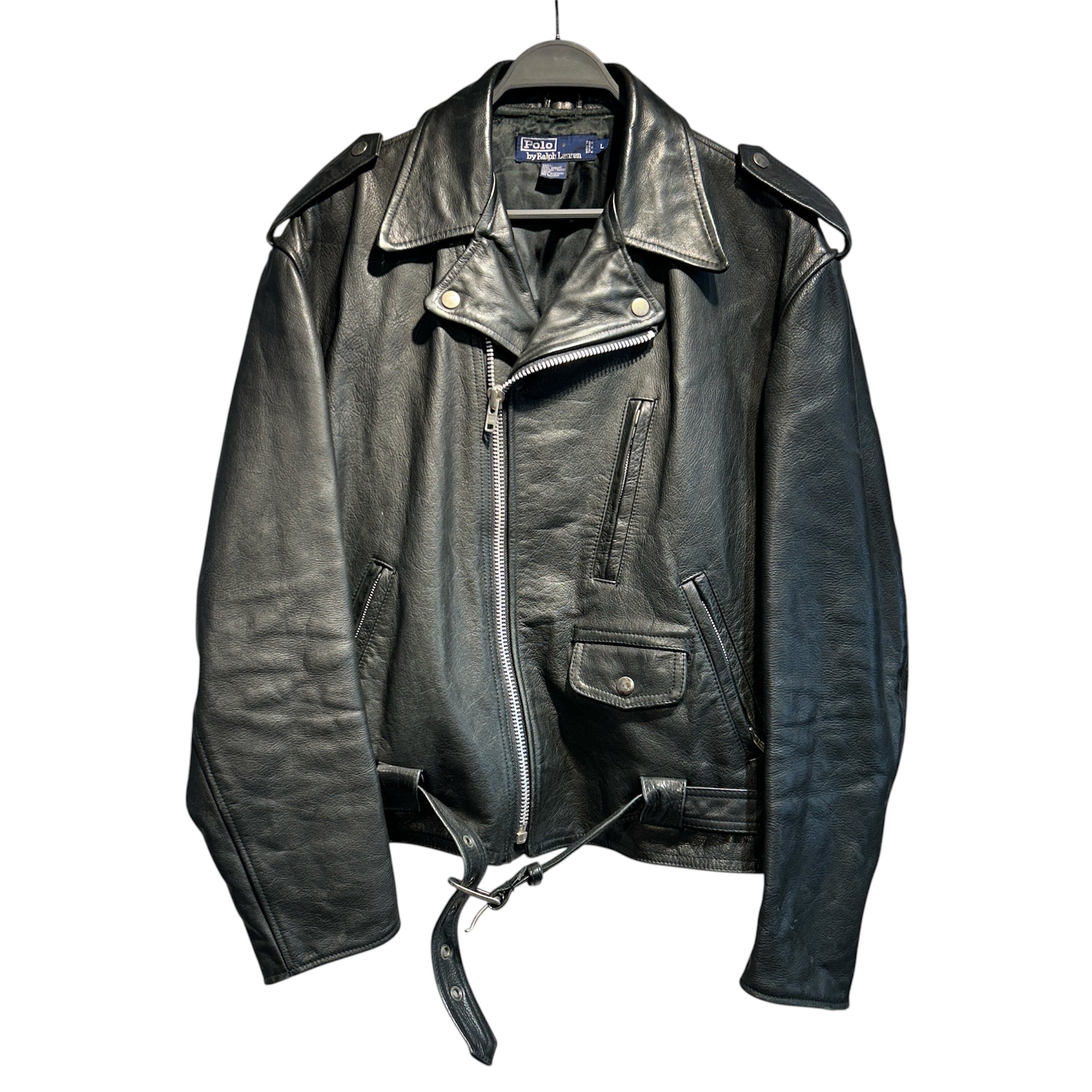 POLO RALPH LAUREN/Leather Jkt/L/Leather/BLK/vintage motorcycle view 1