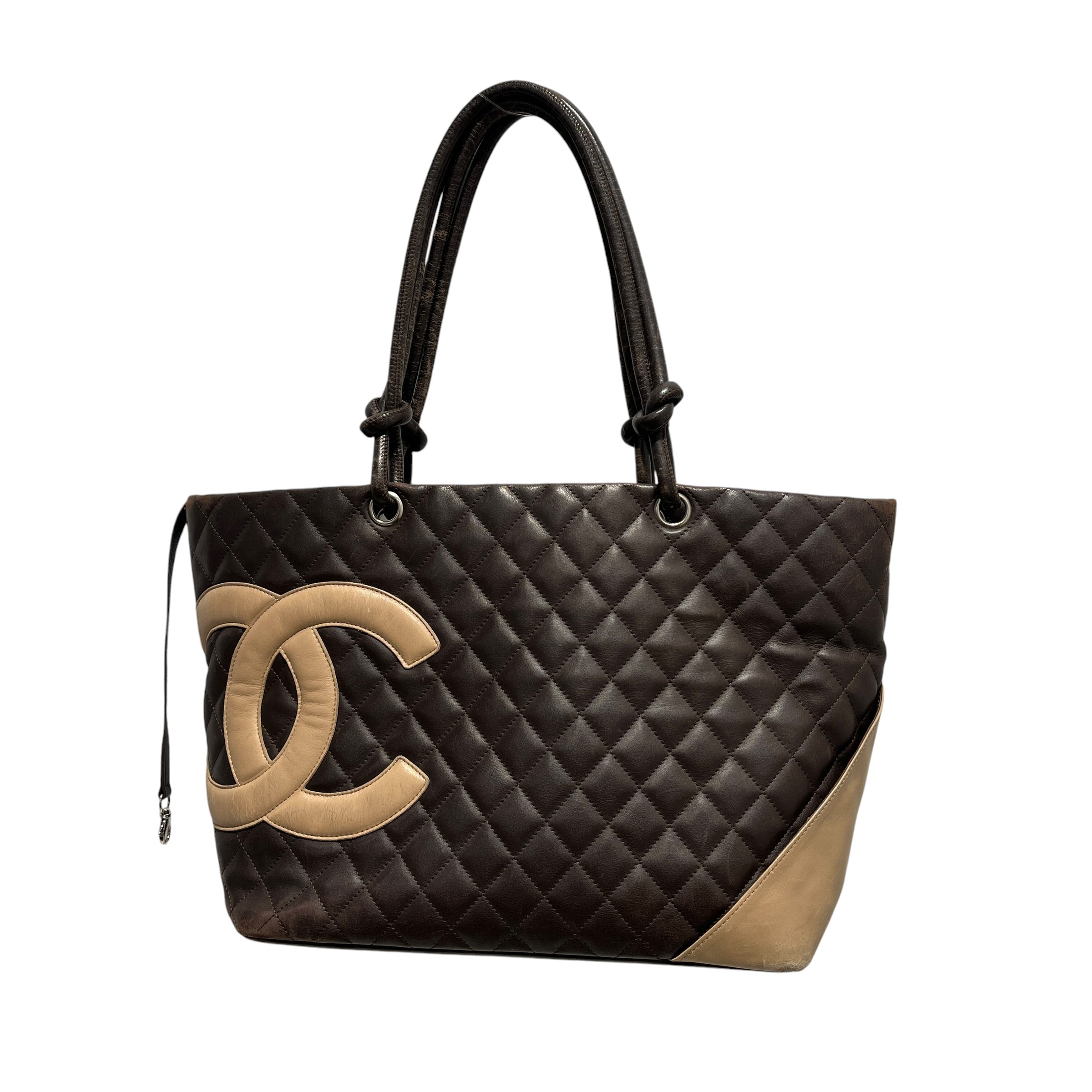 CHANEL/Tote Bag/Leather/BRW/vintage cambon line cc quilted view 8